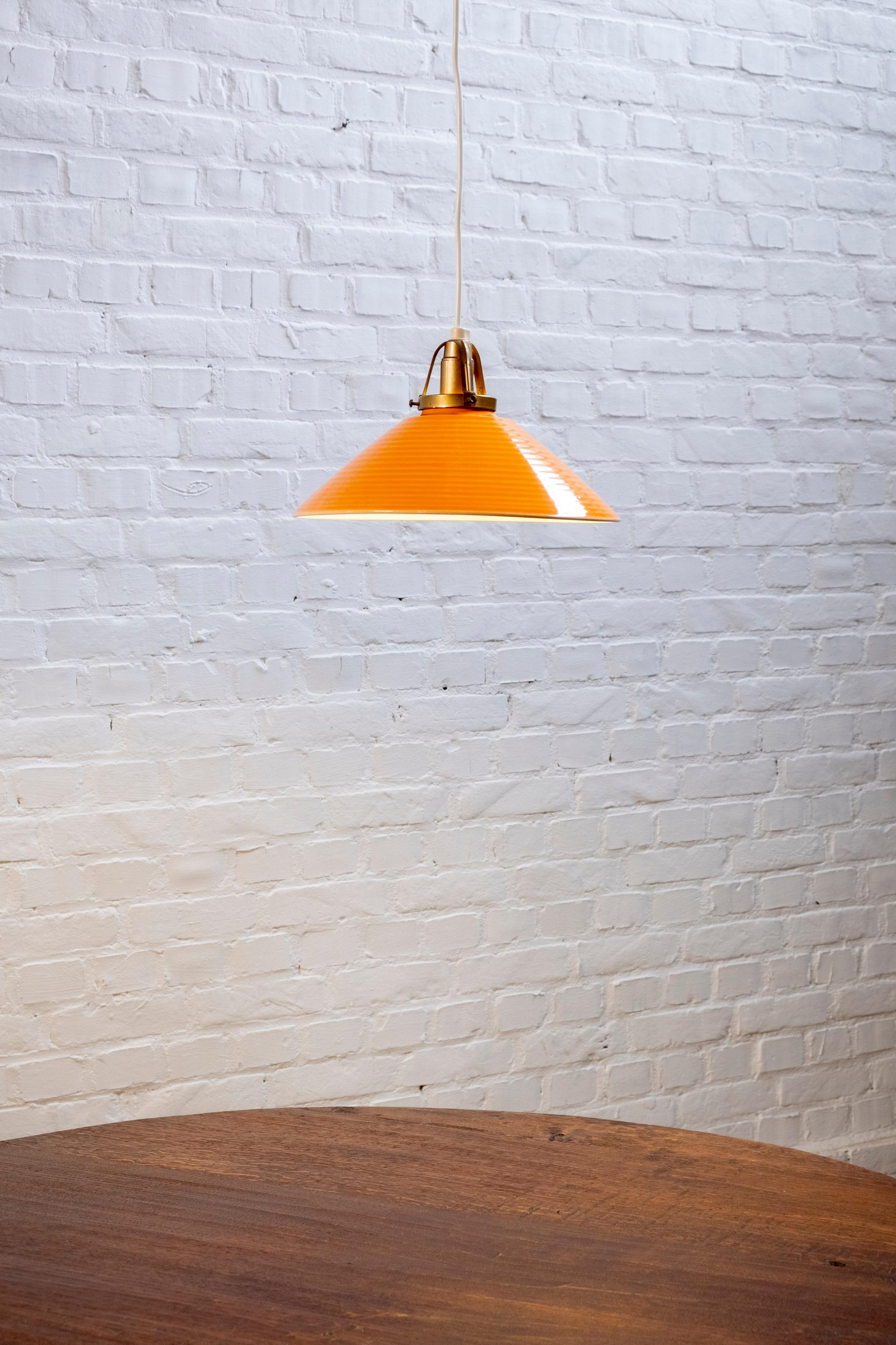 Orange Ceramic Pendant Lamp by Søholm, 1960s Denmark In Good Condition For Sale In Balen, BE