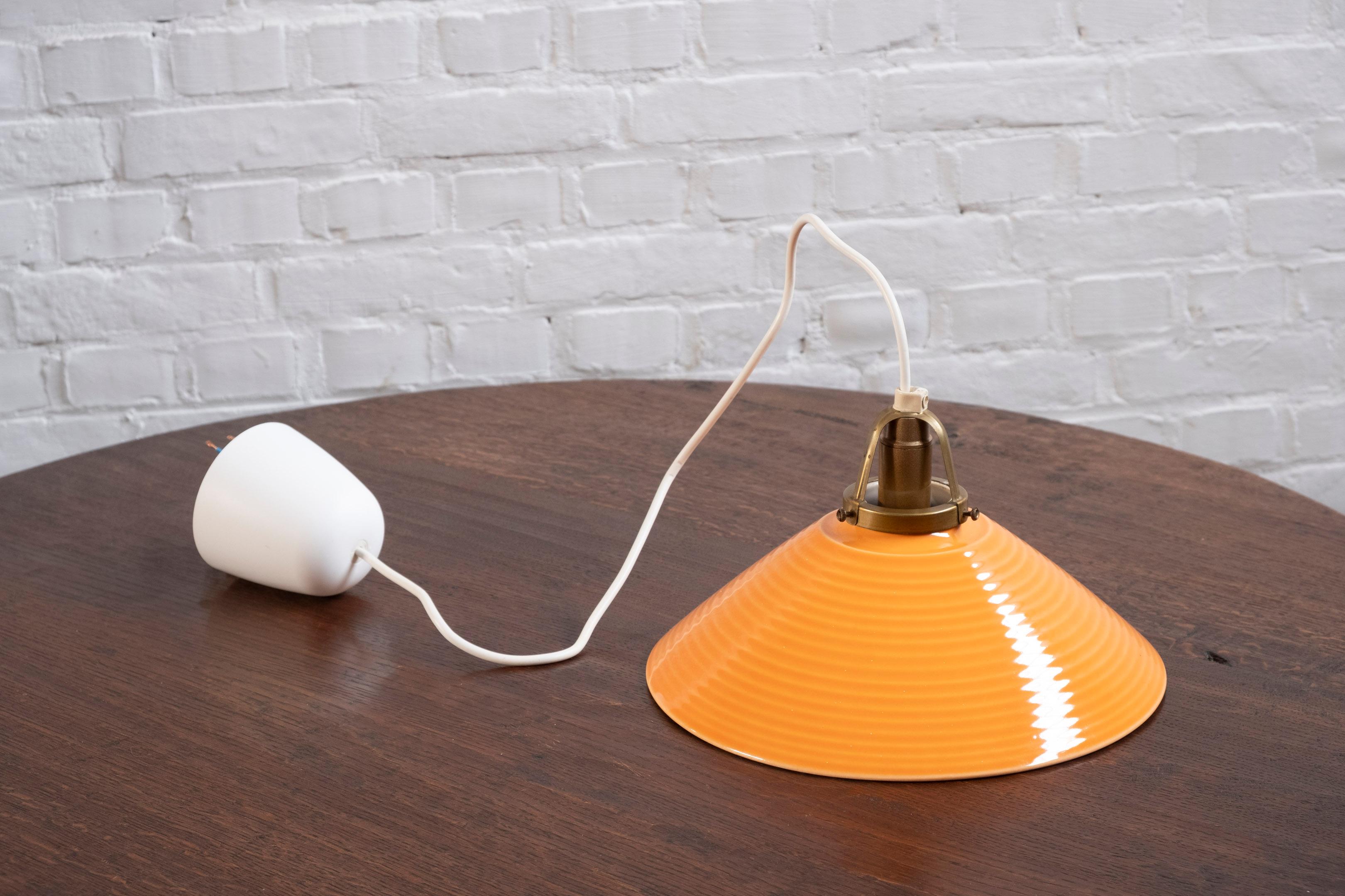 Orange Ceramic Pendant Lamp by Søholm, 1960s Denmark For Sale 1