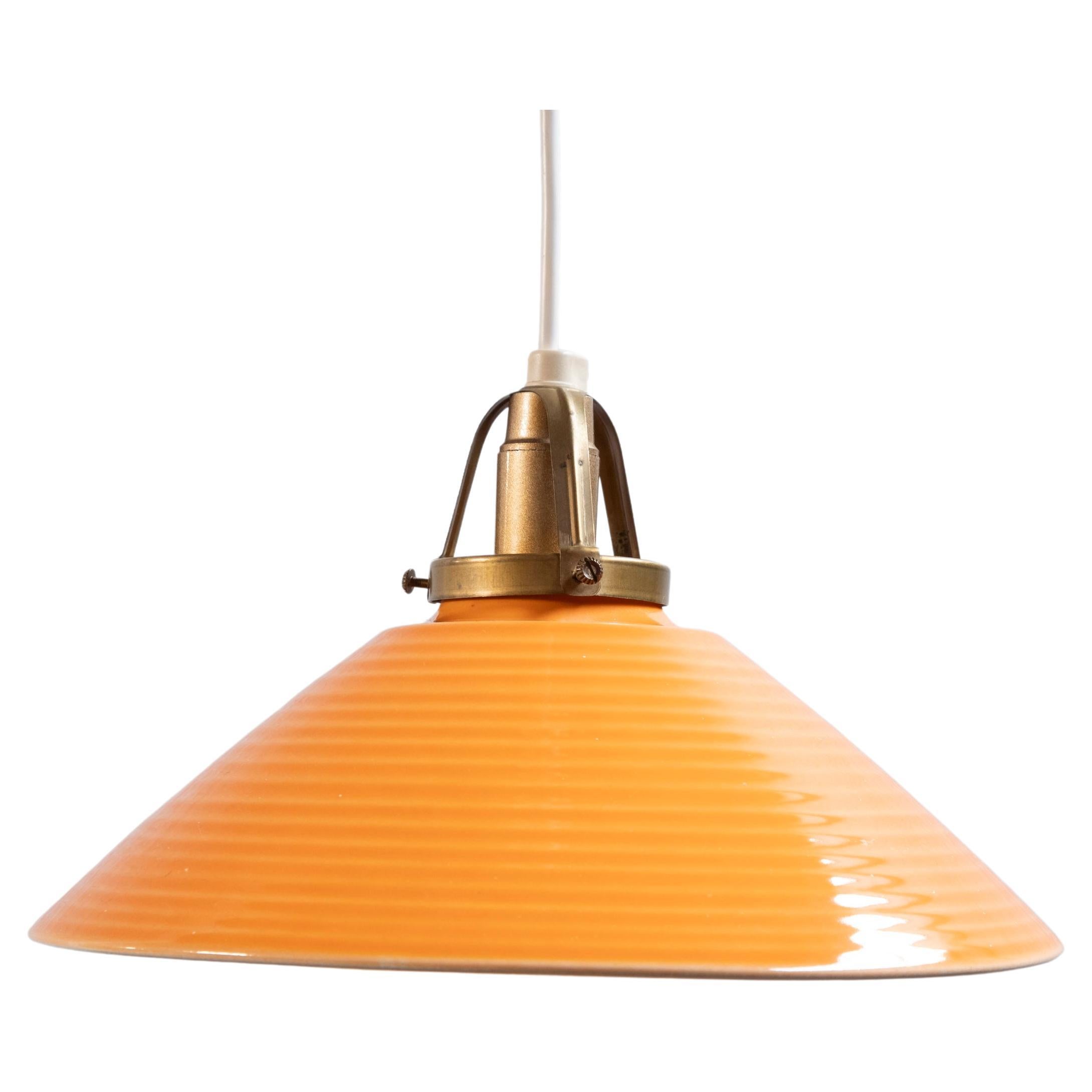 Lampe suspendue en céramique orange par Søholm, 1960 Danemark