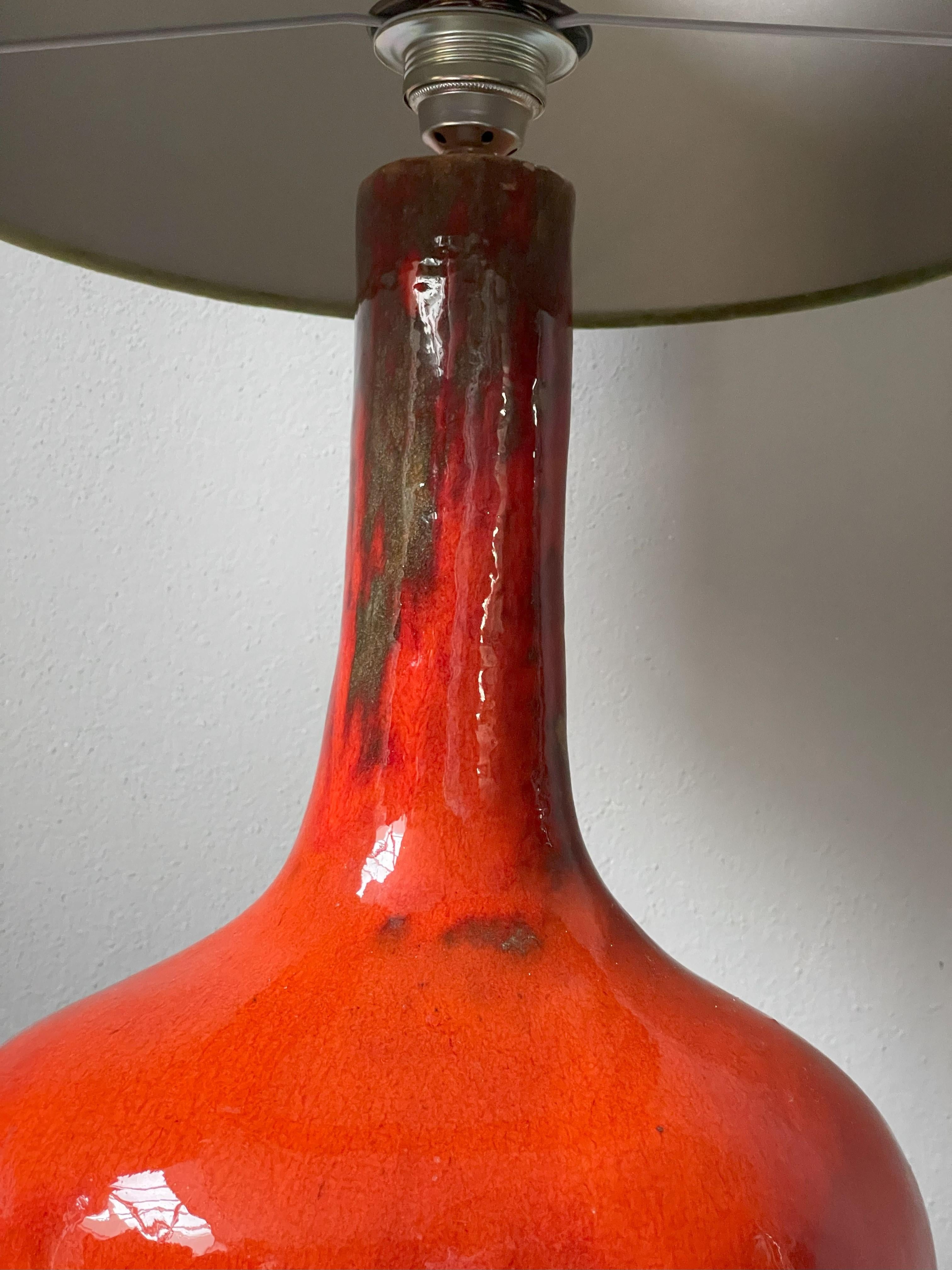 Orange Ceramic Table Lamp, 1970s For Sale 2