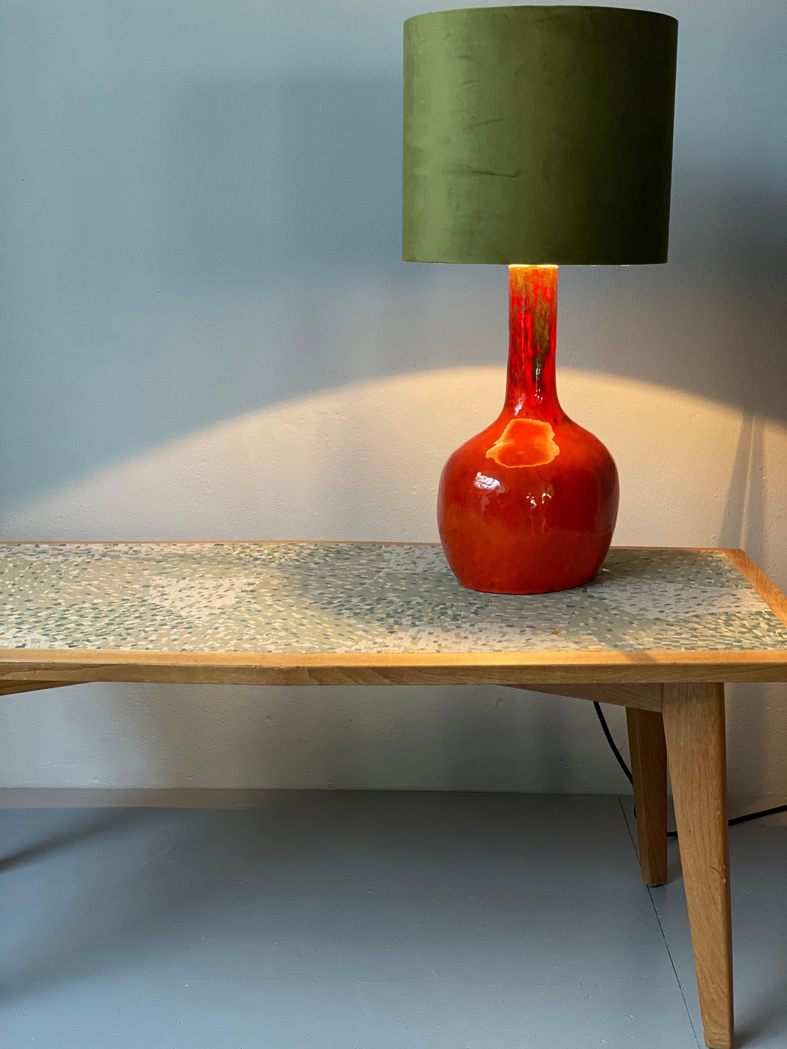Orange Ceramic Table Lamp, 1970s For Sale 4