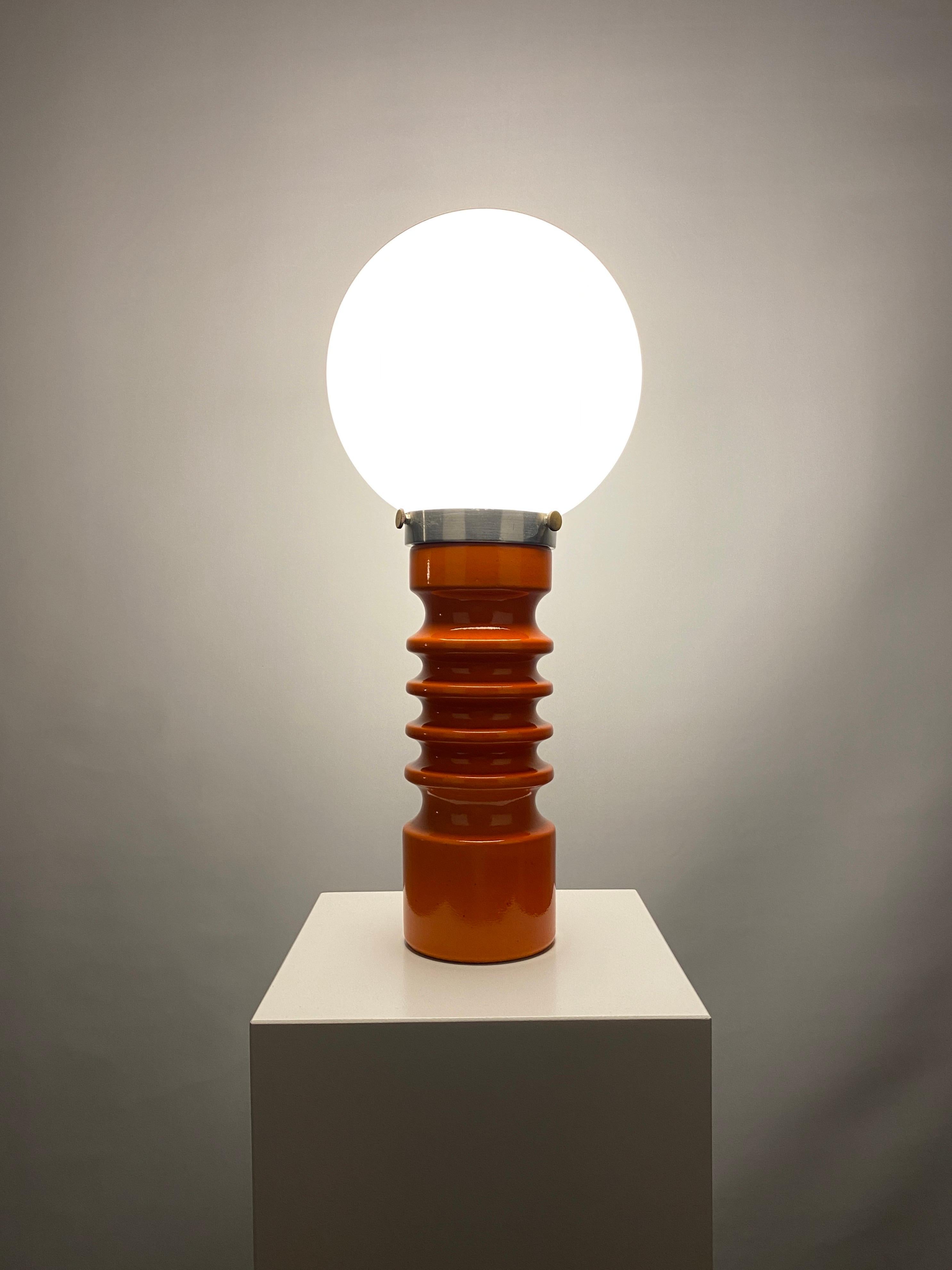 Orange Ceramic Table Lamp by Cari Zalloni for Steuler XL 1970 2