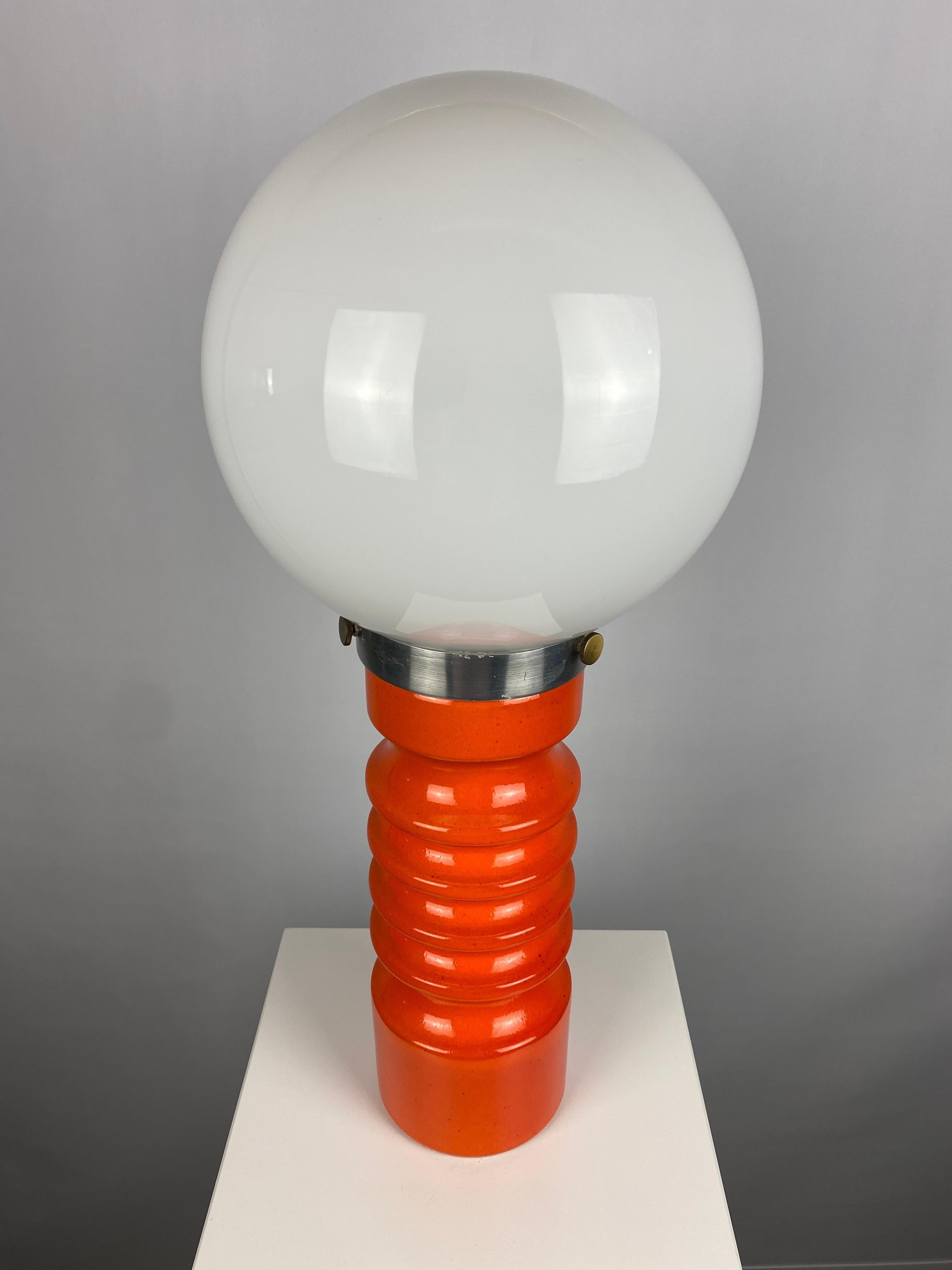 20th Century Orange Ceramic Table Lamp by Cari Zalloni for Steuler XL 1970