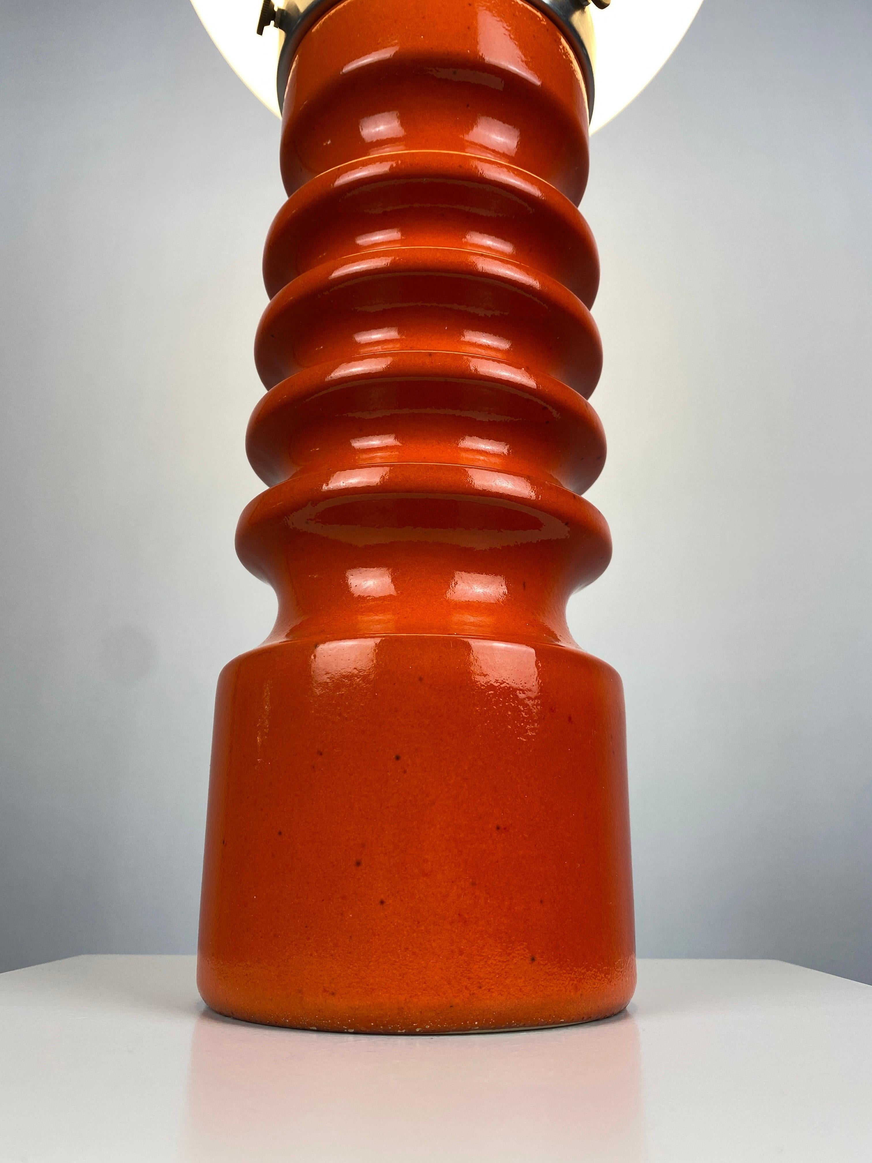 Glass Orange Ceramic Table Lamp by Cari Zalloni for Steuler XL 1970