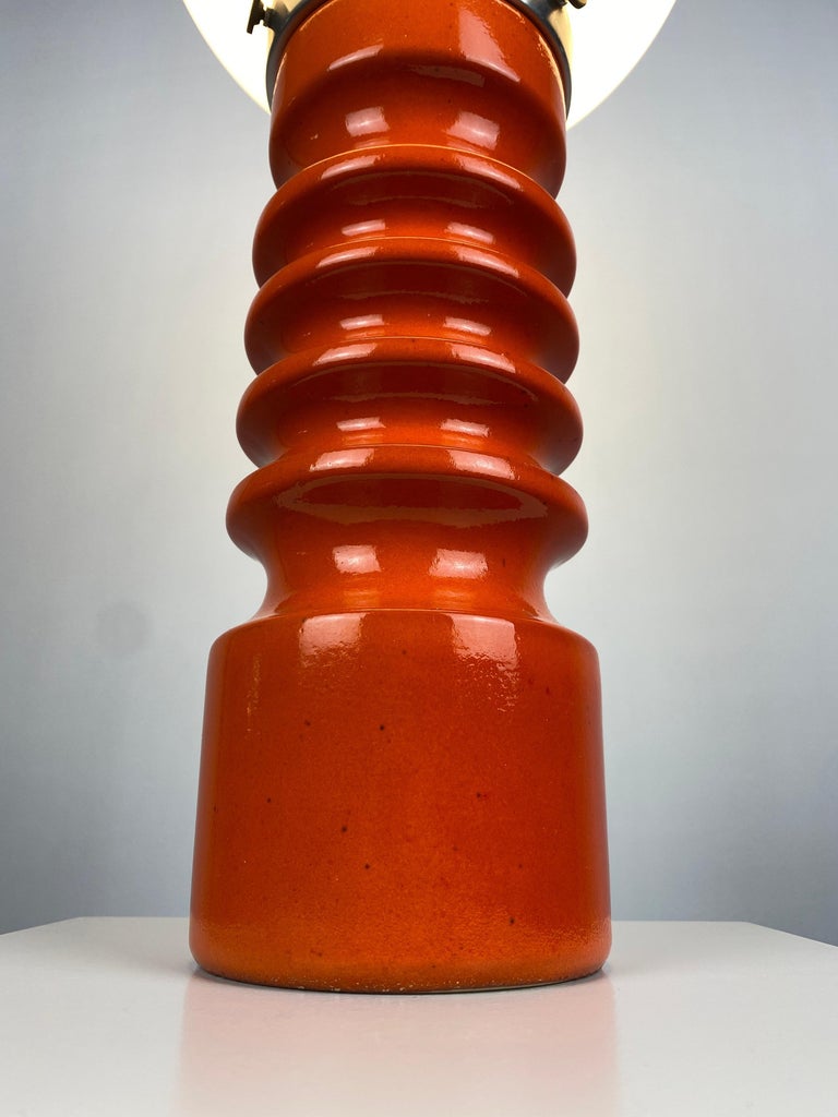 Orange Ceramic Table Lamp by Cari Zalloni for Steuler XL 1970 1