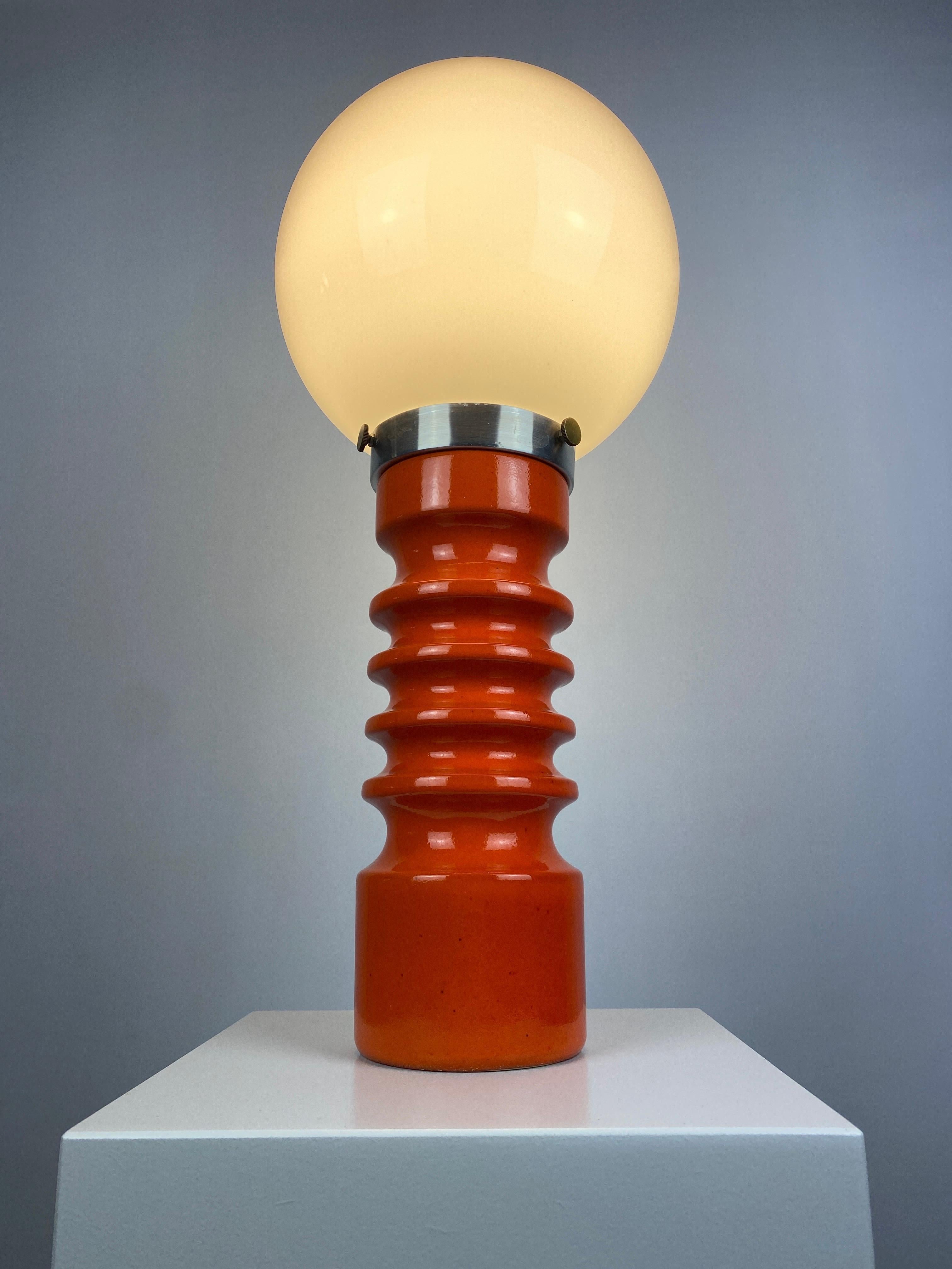 Orange Ceramic Table Lamp by Cari Zalloni for Steuler XL 1970 1