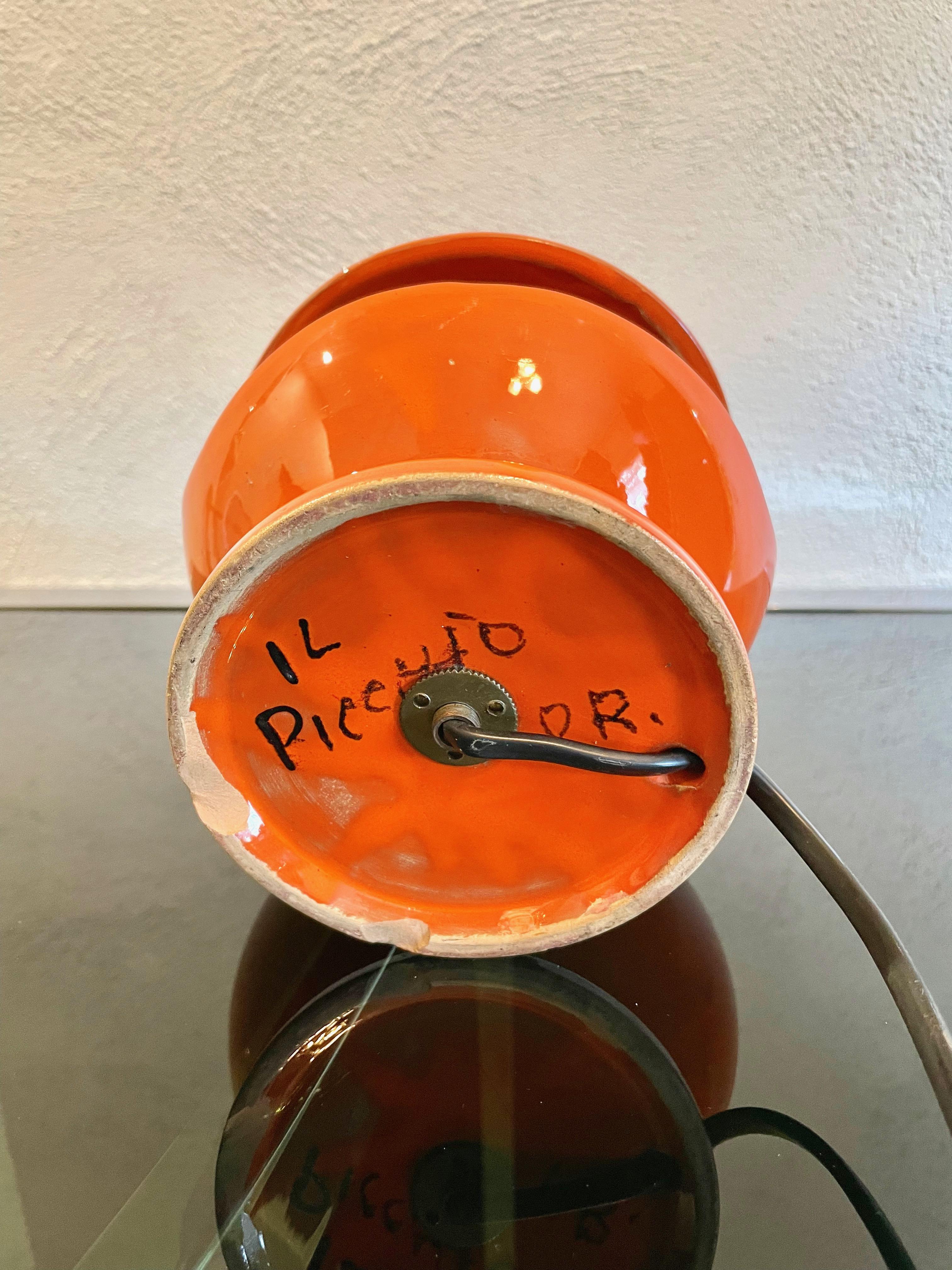 Lampe de bureau en céramique orange d'Enzo Bioli pour Il Picchio Space Age, Italie, années 1960 en vente 3