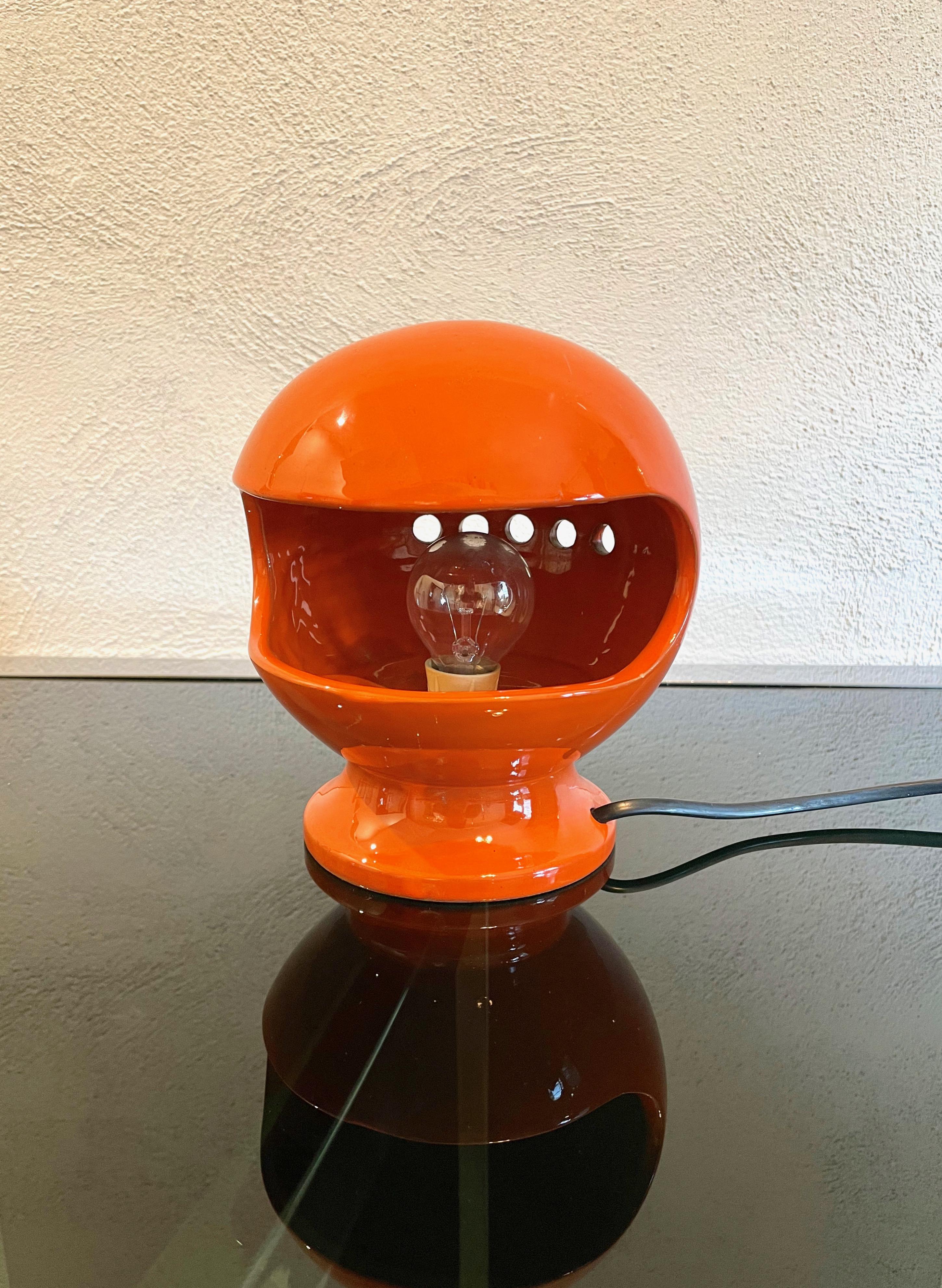 italien Lampe de bureau en céramique orange d'Enzo Bioli pour Il Picchio Space Age, Italie, années 1960 en vente