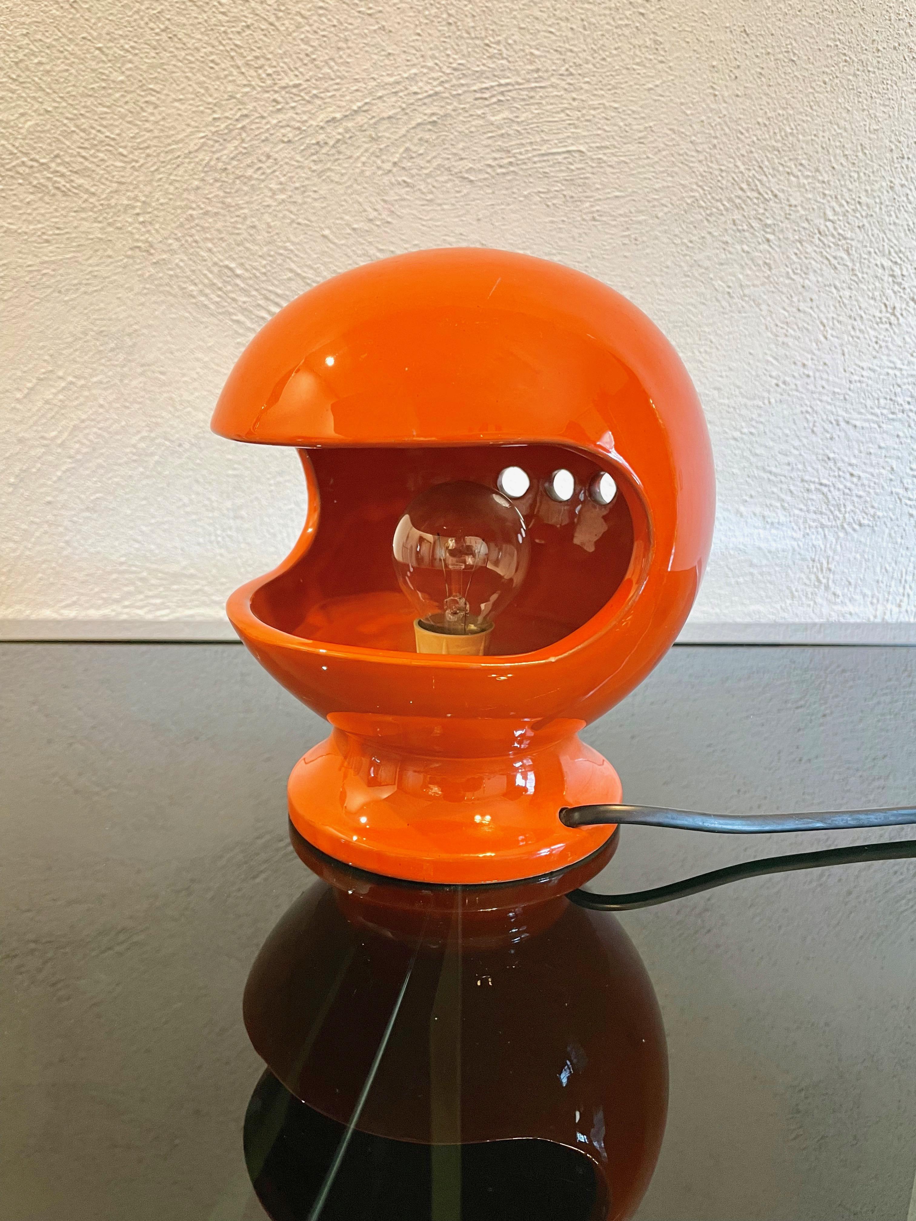 Lampe de bureau en céramique orange d'Enzo Bioli pour Il Picchio Space Age, Italie, années 1960 Bon état - En vente à Rome, IT
