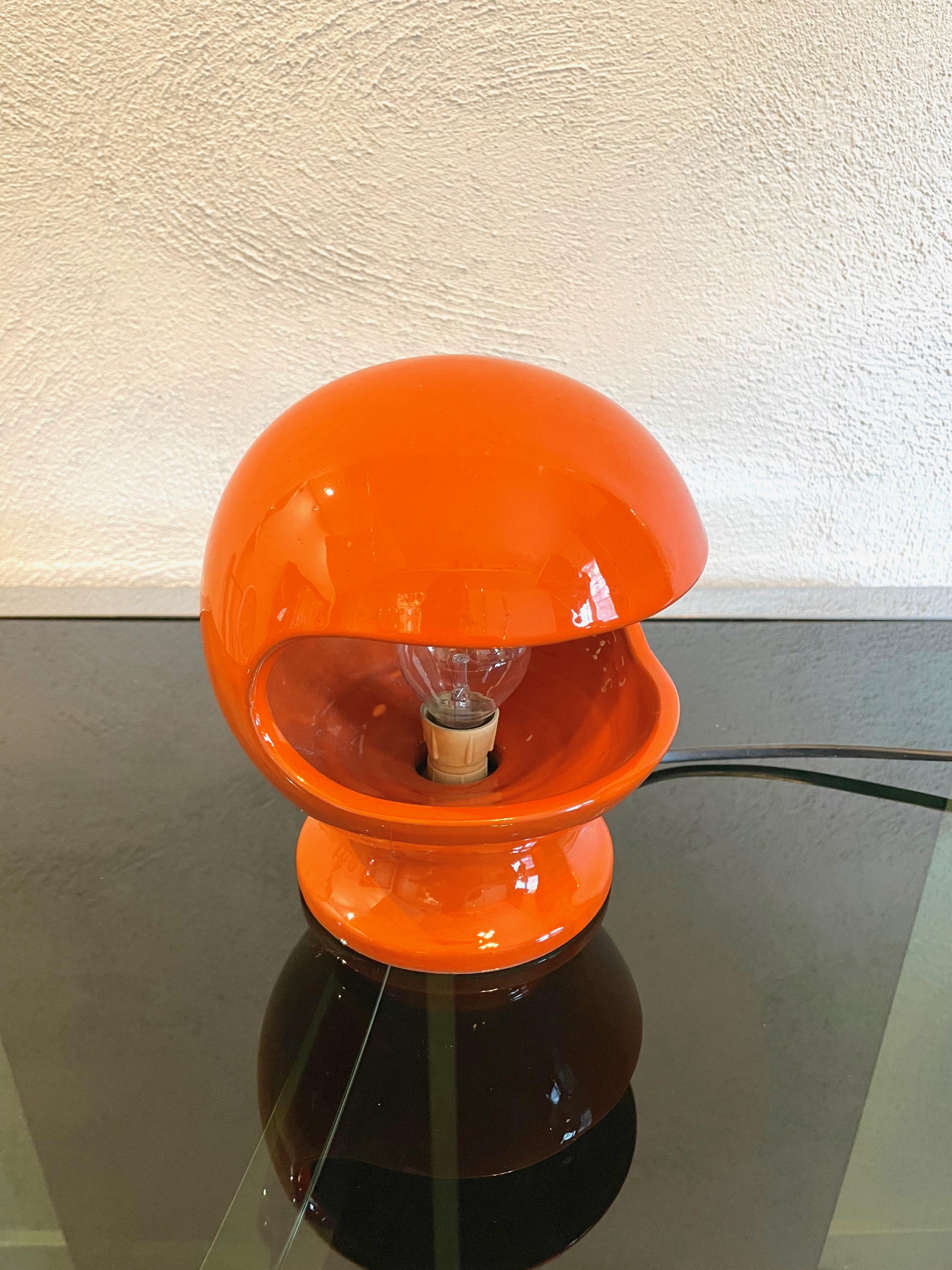 Space Age Orange Ceramic Table Lamp by Enzo Bioli for Il Picchio, Italy 1960s In Good Condition For Sale In Rome, IT