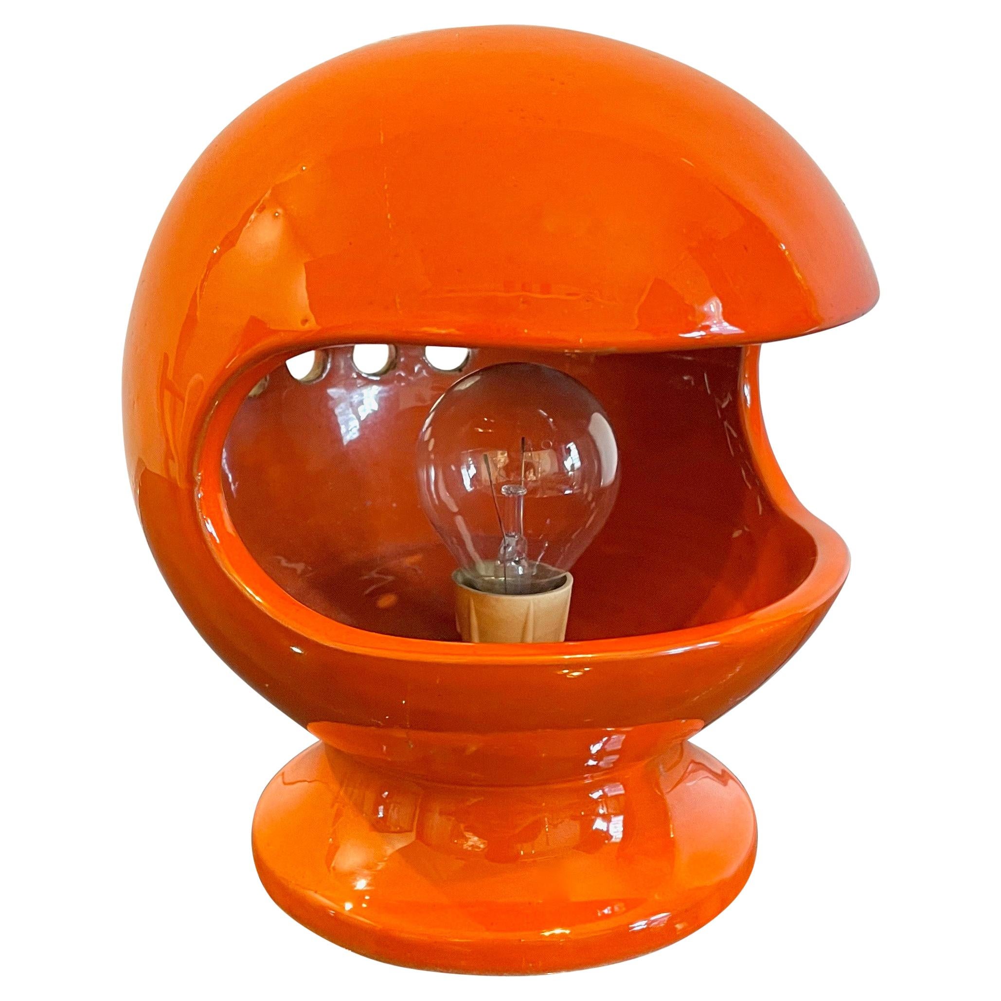 Space Age Orange Ceramic Table Lamp by Enzo Bioli for Il Picchio, Italy 1960s