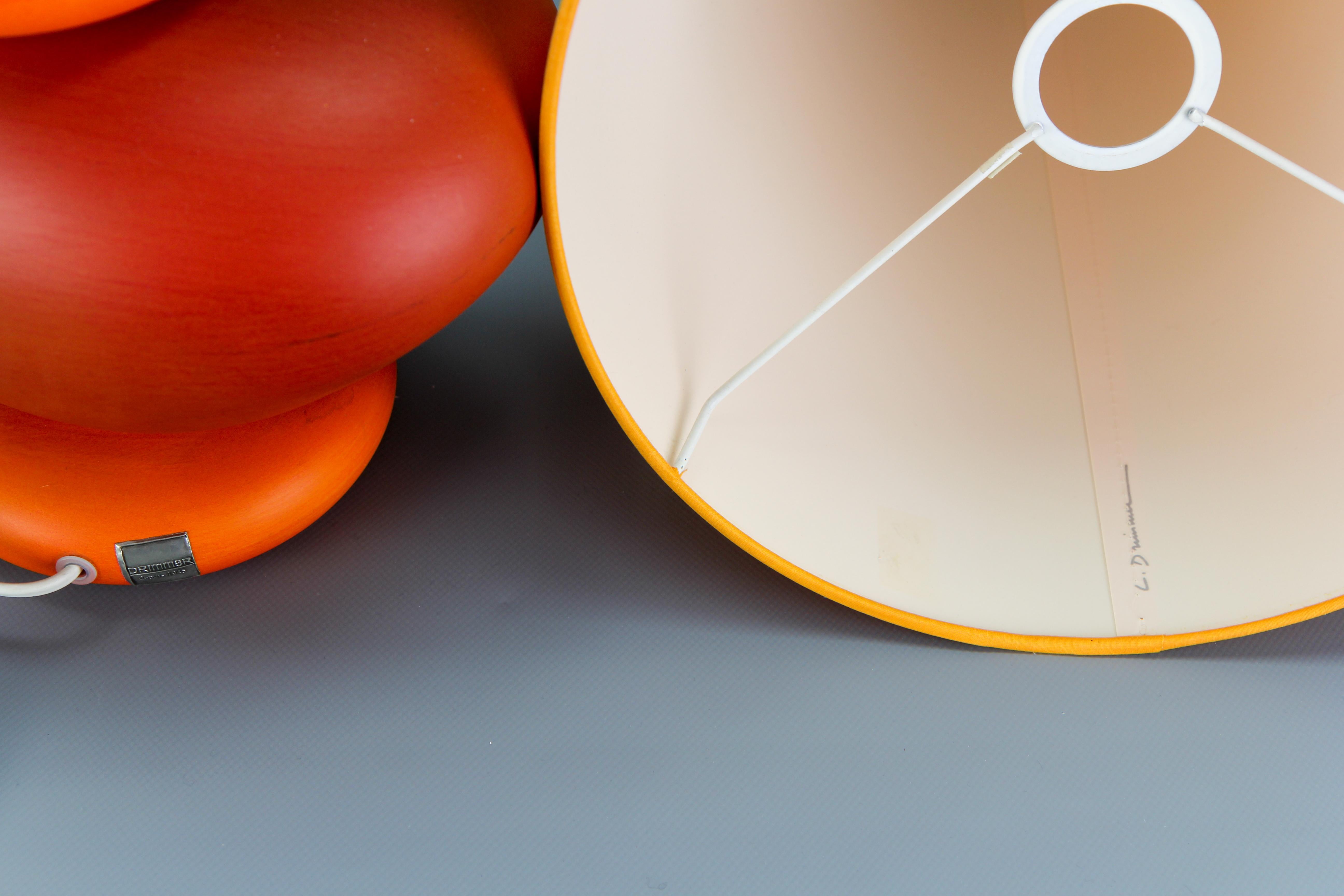 Orange Ceramic Table Lamp by Louis Drimmer, France, Late 20th Century For Sale 11