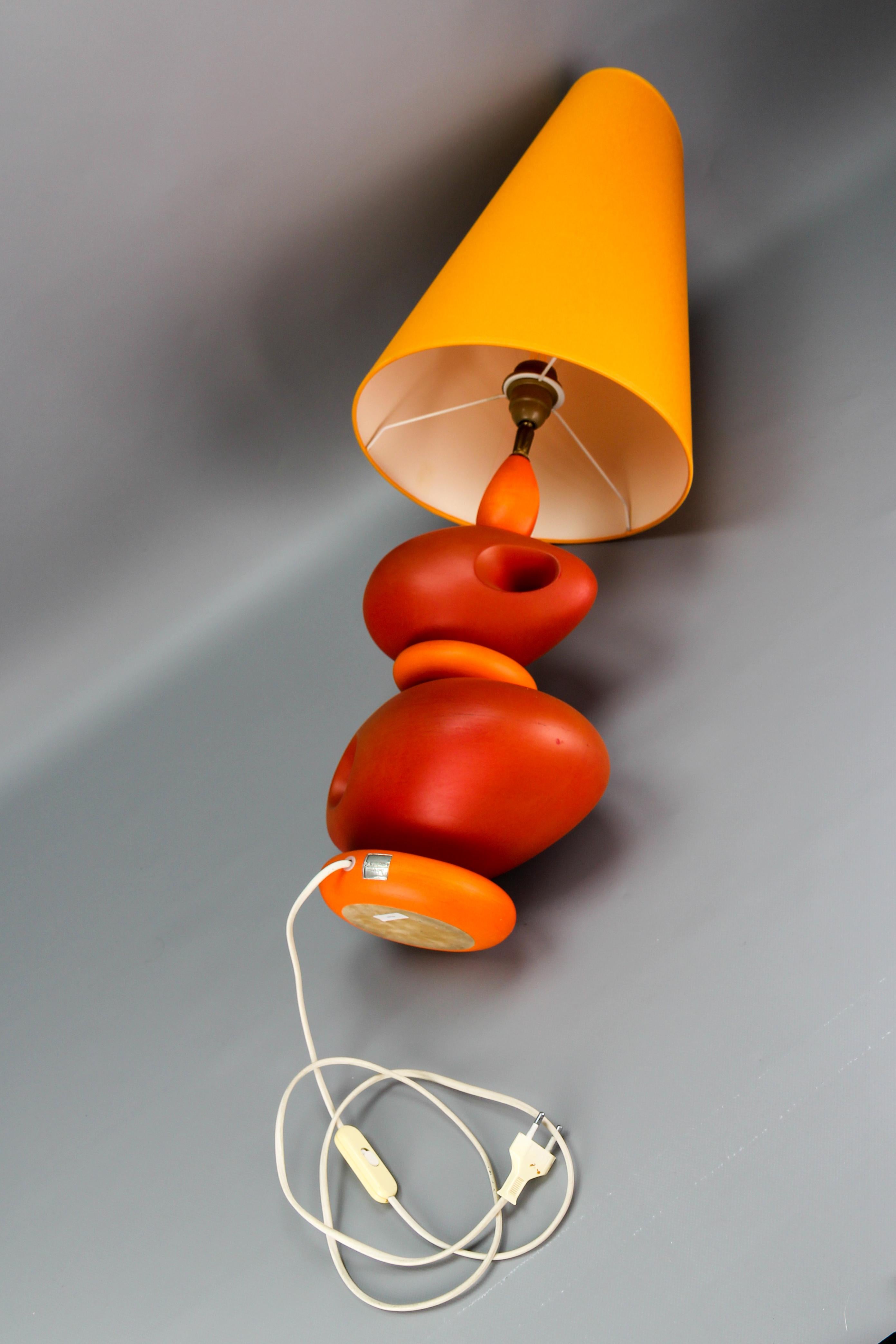 Orange Ceramic Table Lamp by Louis Drimmer, France, Late 20th Century For Sale 12