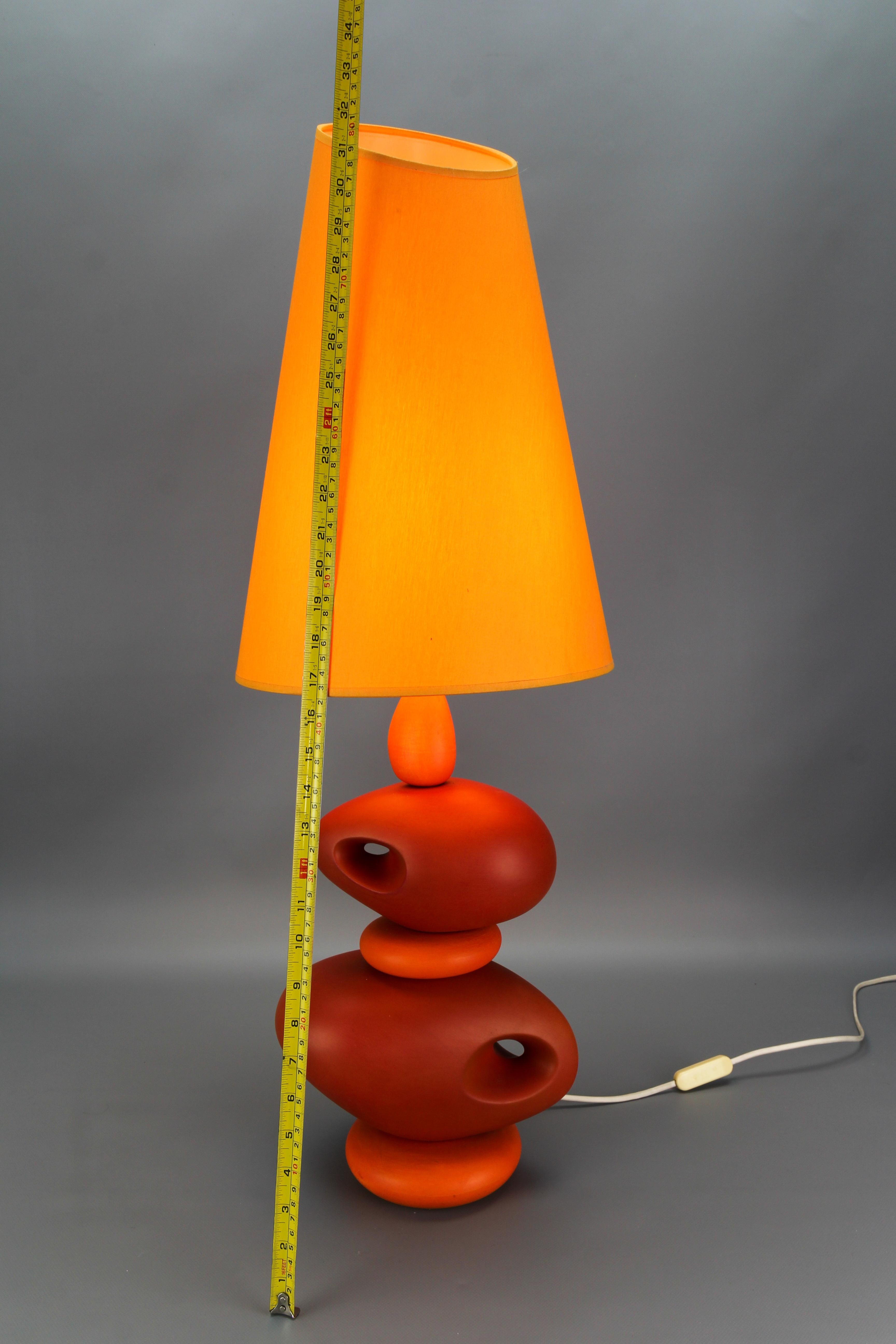 Orange Ceramic Table Lamp by Louis Drimmer, France, Late 20th Century For Sale 13