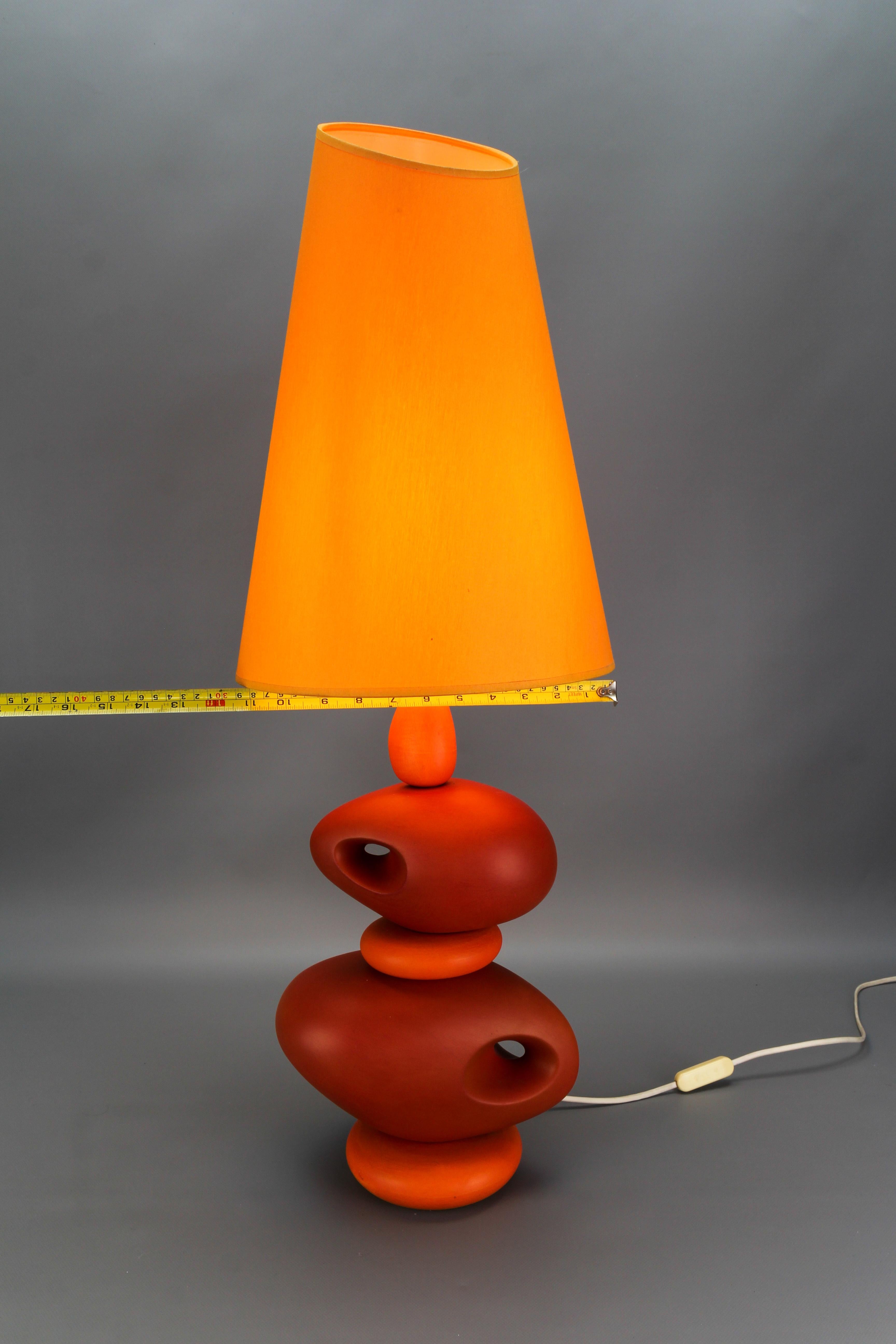 Orange Ceramic Table Lamp by Louis Drimmer, France, Late 20th Century For Sale 14