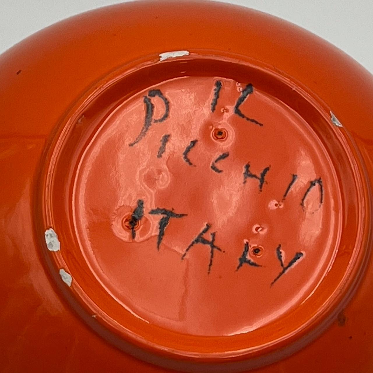 Orangefarbene Keramikvase „Bowling Ball“ von Enzo Bioli für Il Picchio, 1960er Jahre  (Space Age) im Angebot