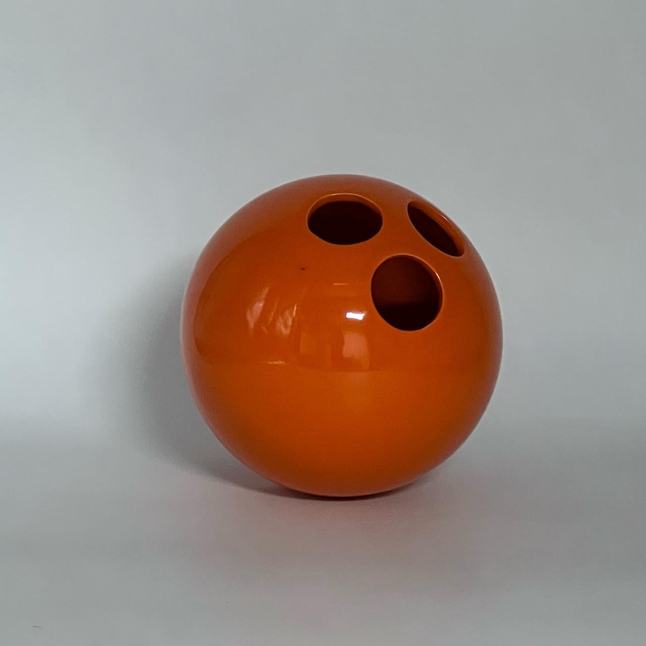 Mid-20th Century Orange Ceramic Vase 'Bowling Ball' by Enzo Bioli for Il Picchio, 1960s  For Sale