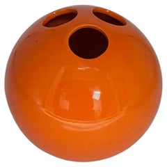 Orange Ceramic 'Bowling Ball' Vase by Enzo Bioli, Italy, 1970s