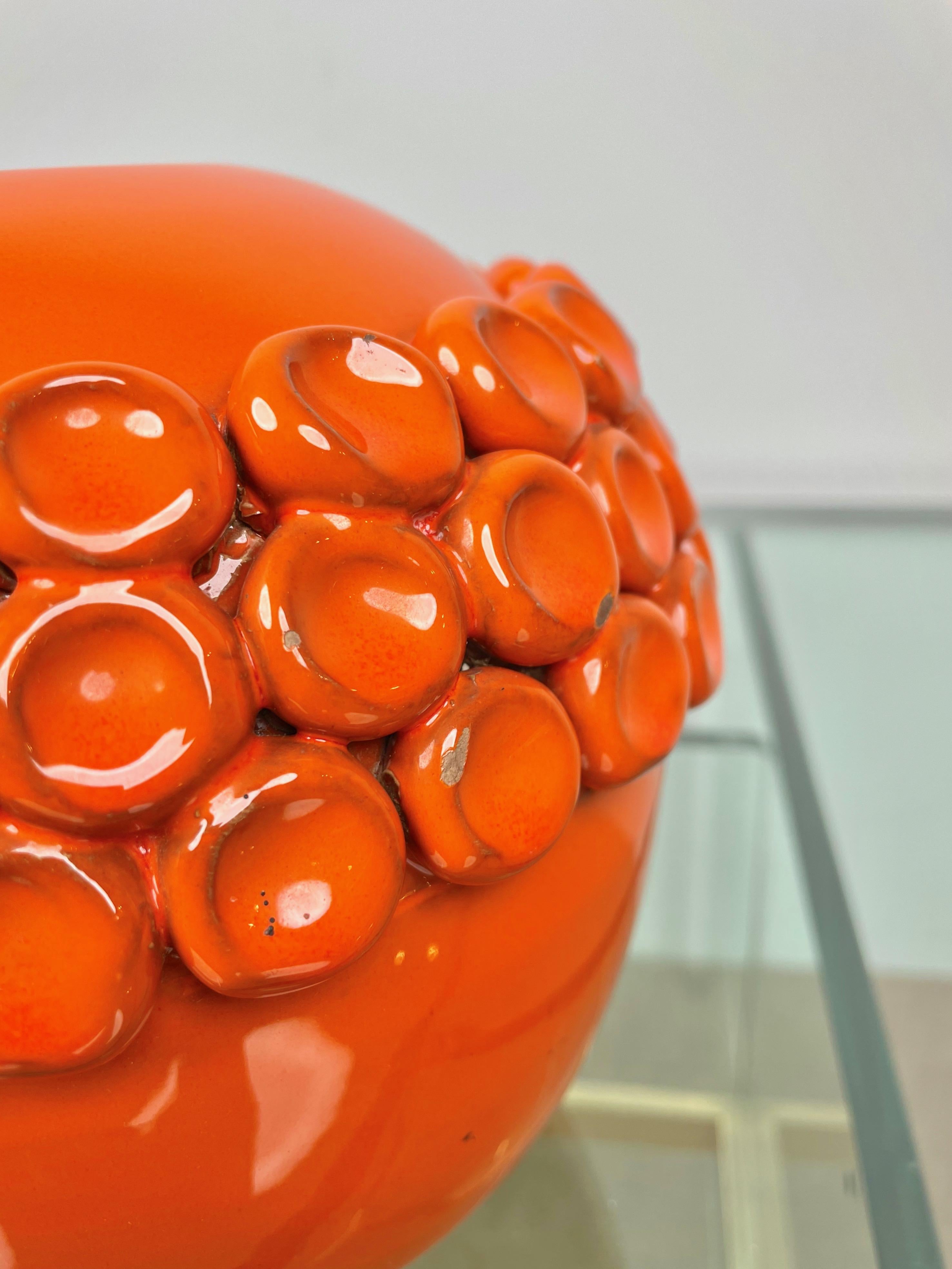 Orange Ceramic Vase by Enzo Bioli for Il Picchio, Italy 1960s For Sale 4
