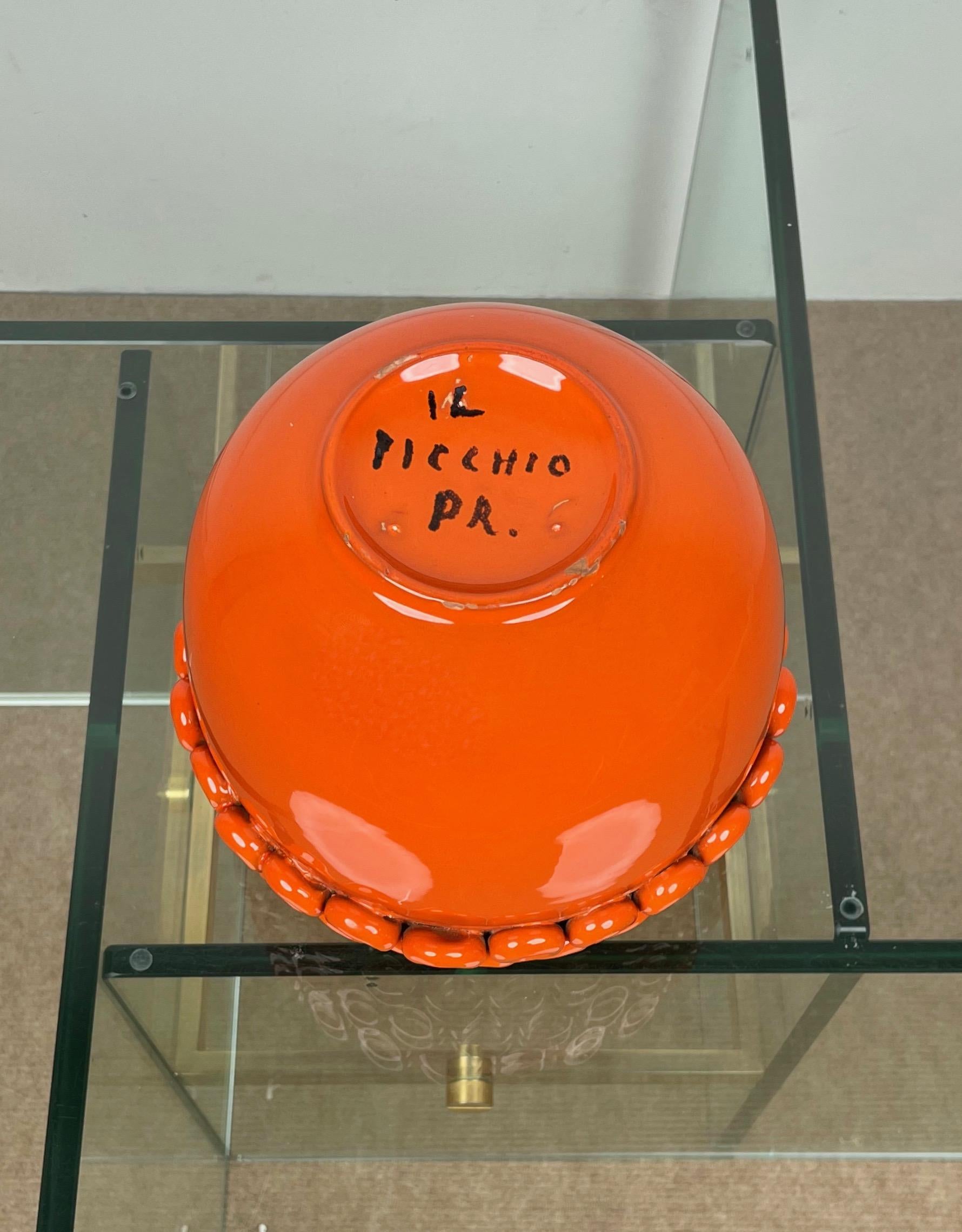 Orange Ceramic Vase by Enzo Bioli for Il Picchio, Italy 1960s For Sale 2
