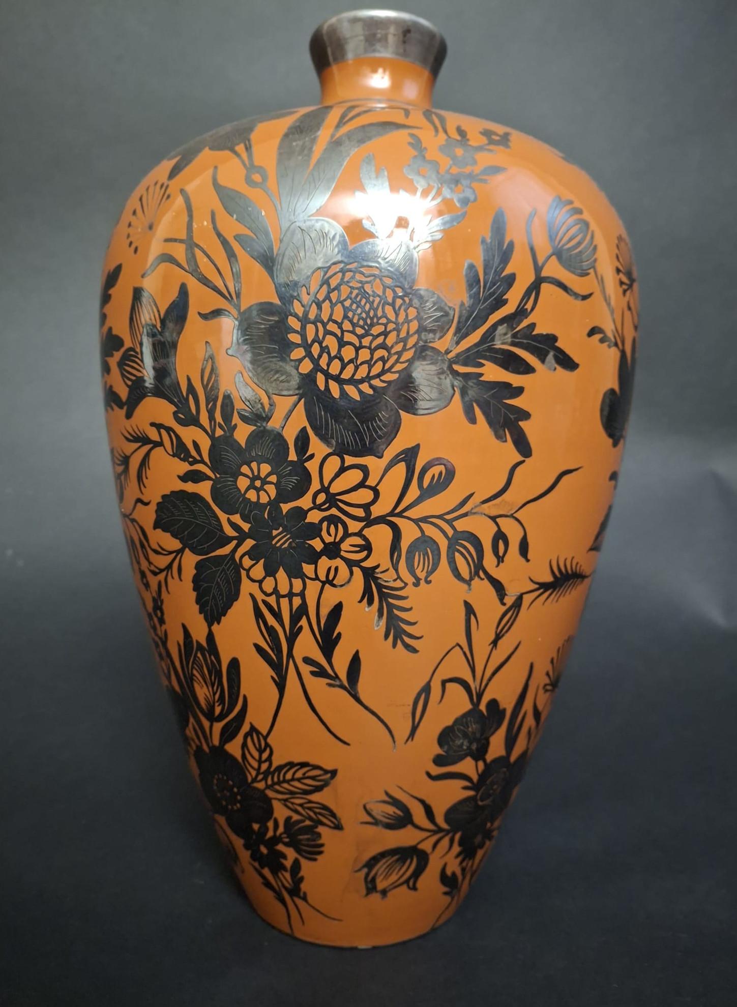 Orangefarbene Keramikvase von Giovanni Gariboldi für Richard Ginori im Angebot 2
