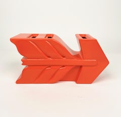 Vaso in ceramica arancione Enzo Bioli per Il Picchio, Italia anni '70