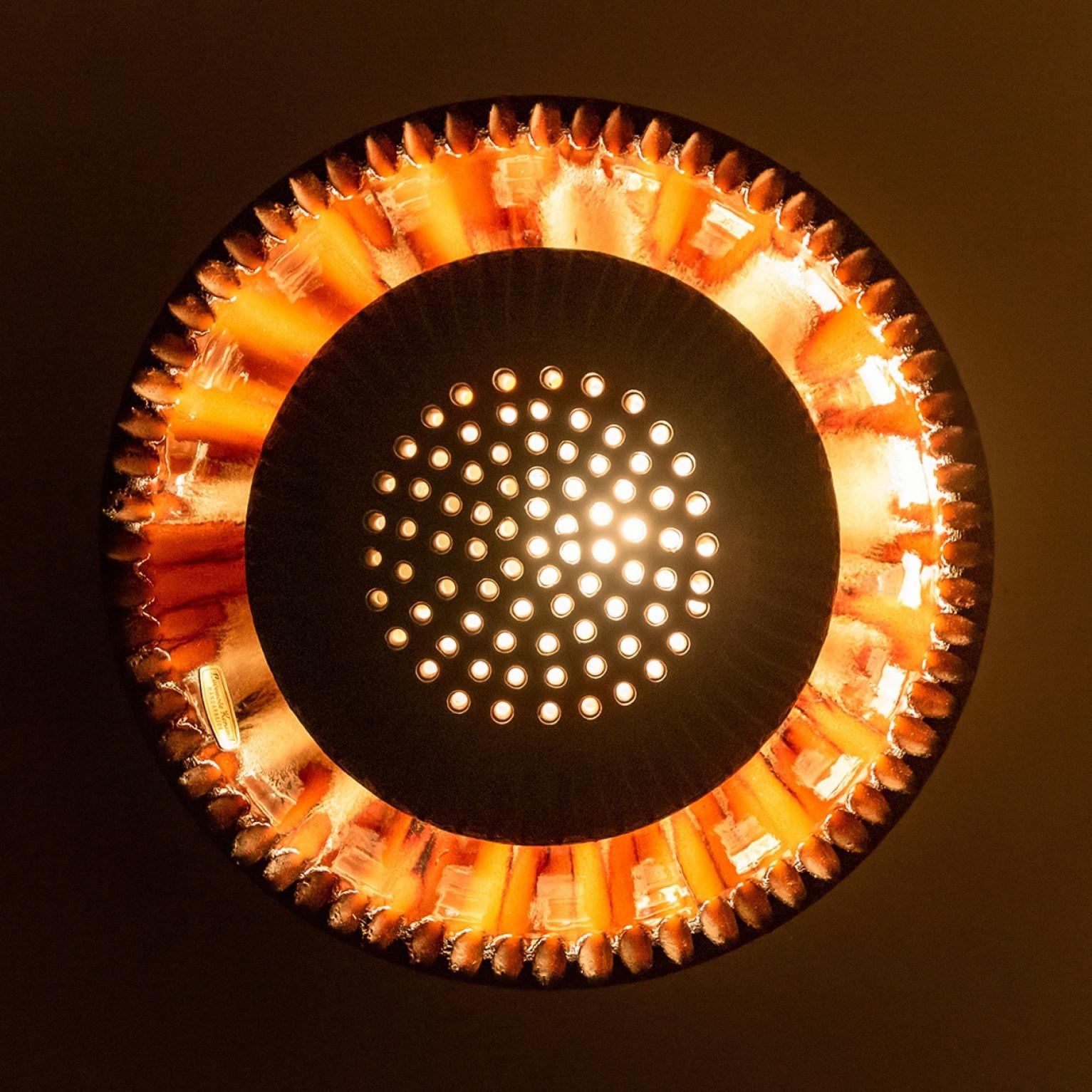 Orange Ceramic Wall Light Flush Mount, Denmark, 1970 en venta 2