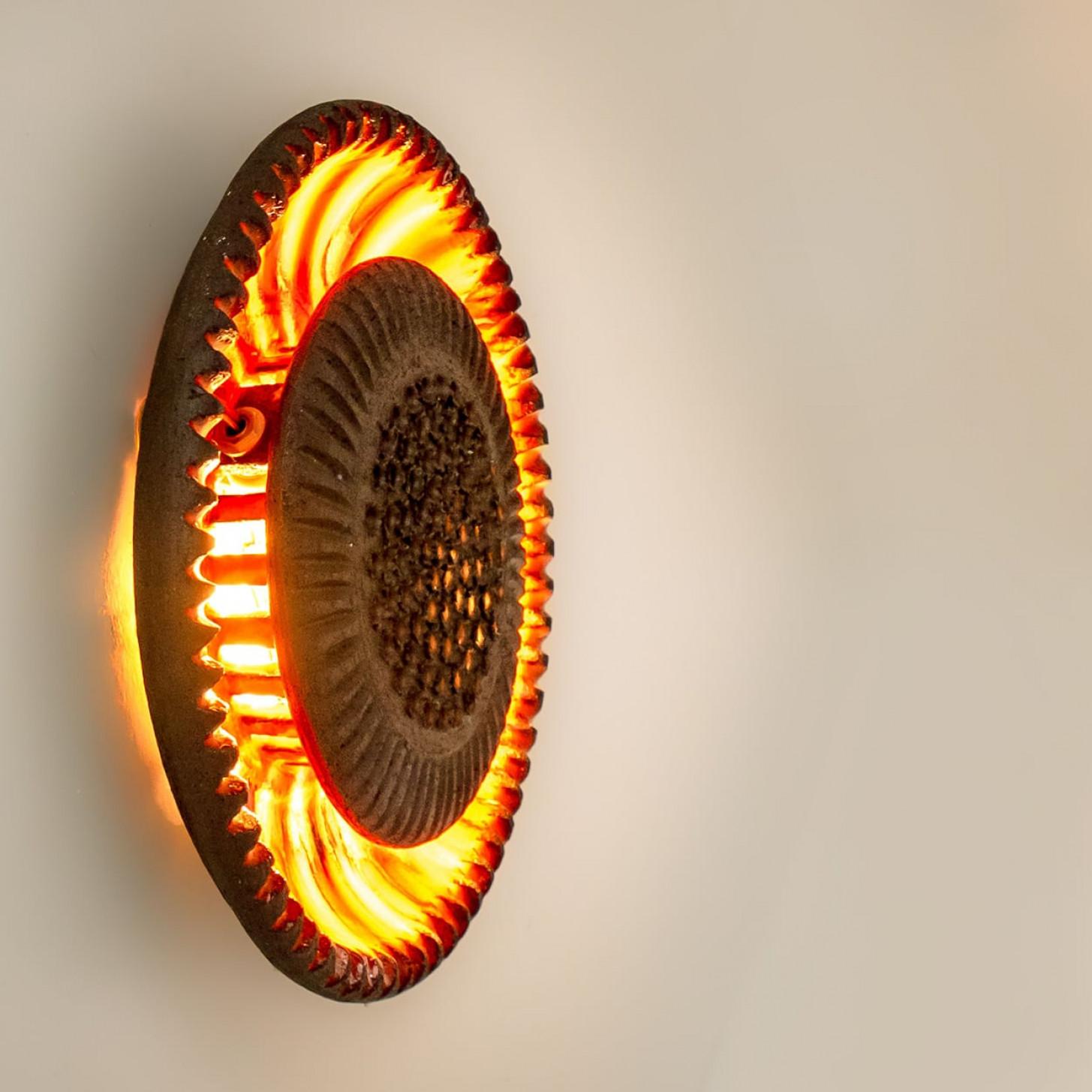 Orange Ceramic Wall Light Flush Mount, Denmark, 1970 en venta 3