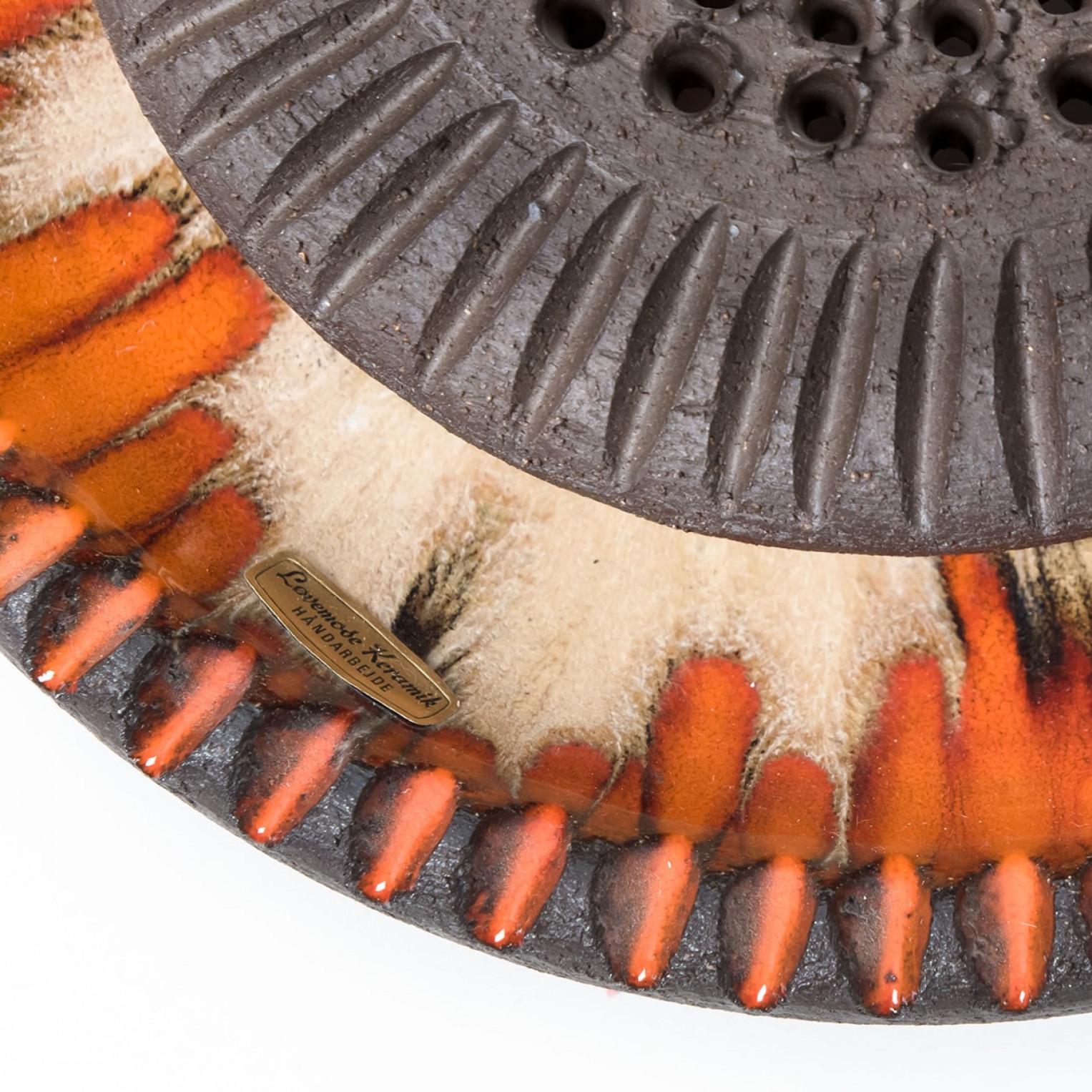 Orange Ceramic Wall Light Flush Mount, Denmark, 1970 Era espacial en venta