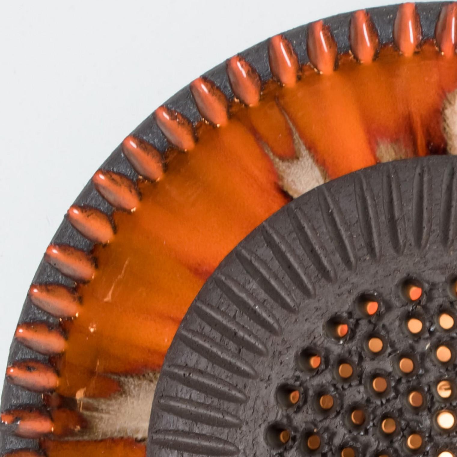 Orange Ceramic Wall Light Flush Mount, Denmark, 1970 Glaseado en venta