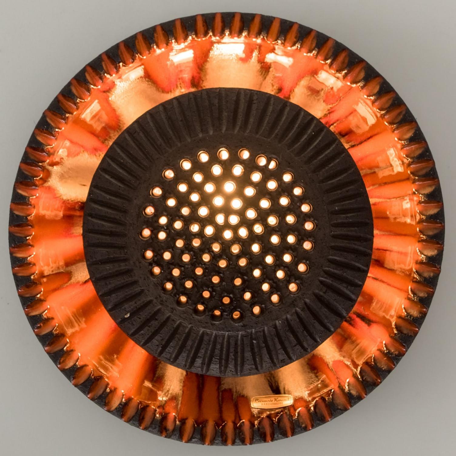 Orange Ceramic Wall Light Flush Mount, Denmark, 1970 en Bueno estado para la venta en Rijssen, NL