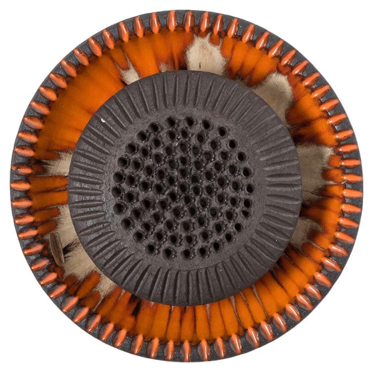 Orange Ceramic Wall Light Flush Mount, Denmark, 1970 en venta