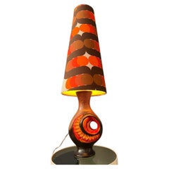 Orange Ceramic West Germany Floor Lamp with Dotted Shade, 1970