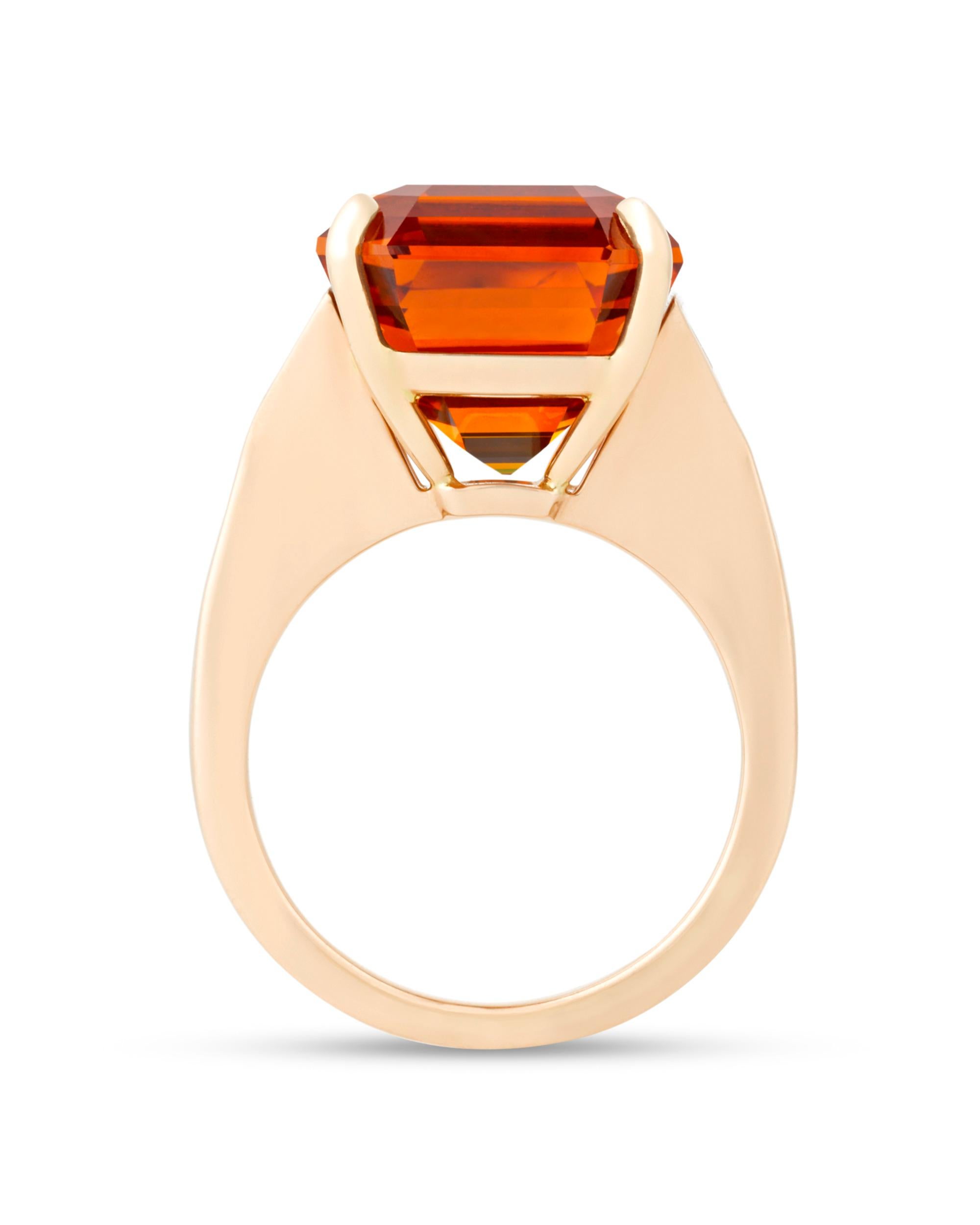 Modern Orange Ceylon Sapphire Ring, 14.12 Carats