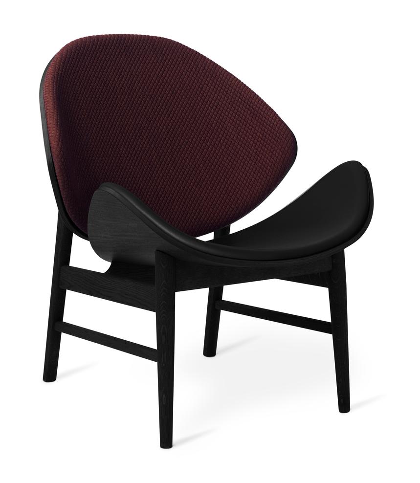 The orange chair black lacquered oak dark bordeaux black by Warm Nordic
Dimensions: D 64 x W 71 x H 78 cm
Material: Smoked solid oak base, Veneer seat and back, Textile or leather upholstery
Weight: 9 kg
Also available in different colours,