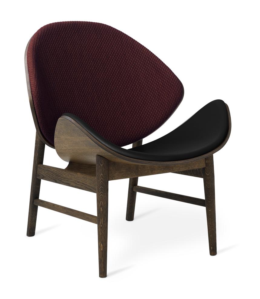 The orange chair mosaic smoked oak dark bordeaux black leather by Warm Nordic
Dimensions: D 64 x W 71 x H 78 cm
Material: Smoked solid oak base, Veneer seat and back, Textile or leather upholstery
Weight: 9 kg
Also available in different