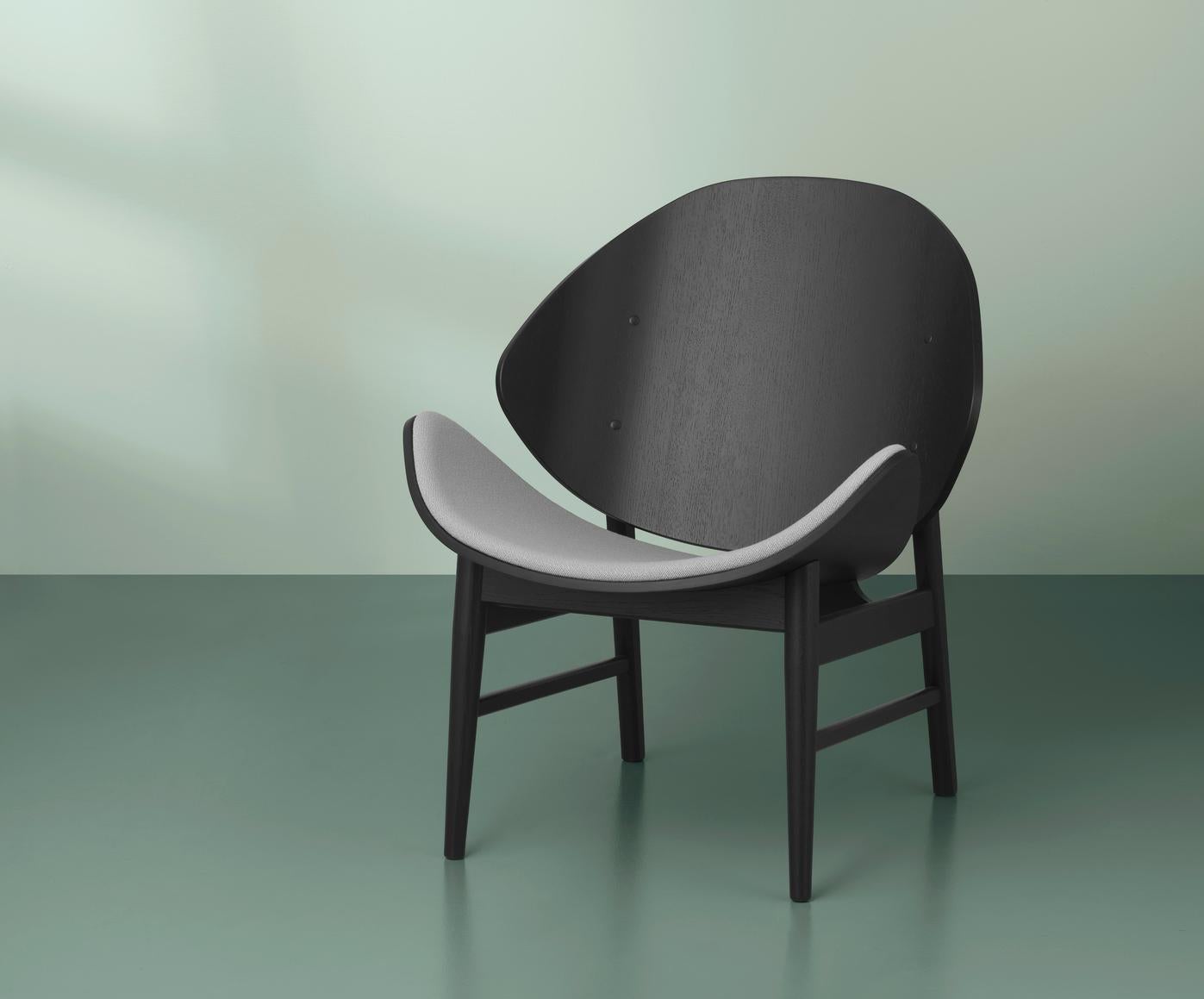 Post-Modern Orange Chair Mosaic Smoked Oak, Dark Bordeaux, Black Leather by Warm Nordic For Sale