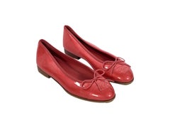 Orange Chanel CC Logo Pearlized Ballet Flats