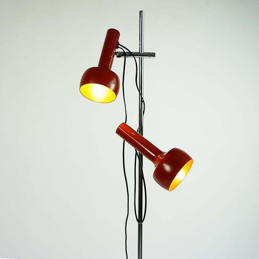 Orange Chromed Space Age Spot Floor Lamp by Swiss Lamps International In Good Condition For Sale In Vienna, AT