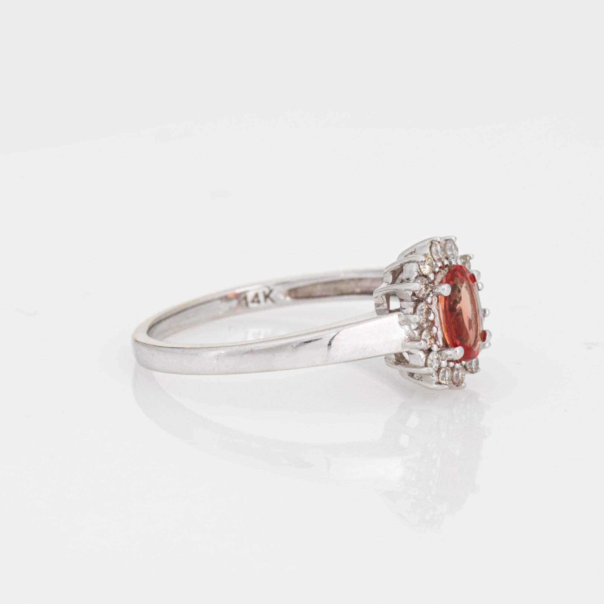 Orange Citrin Diamantring Prinzessin Nachlass 14k Weißgold Gr. 7 feiner Schmuck (Zeitgenössisch) im Angebot
