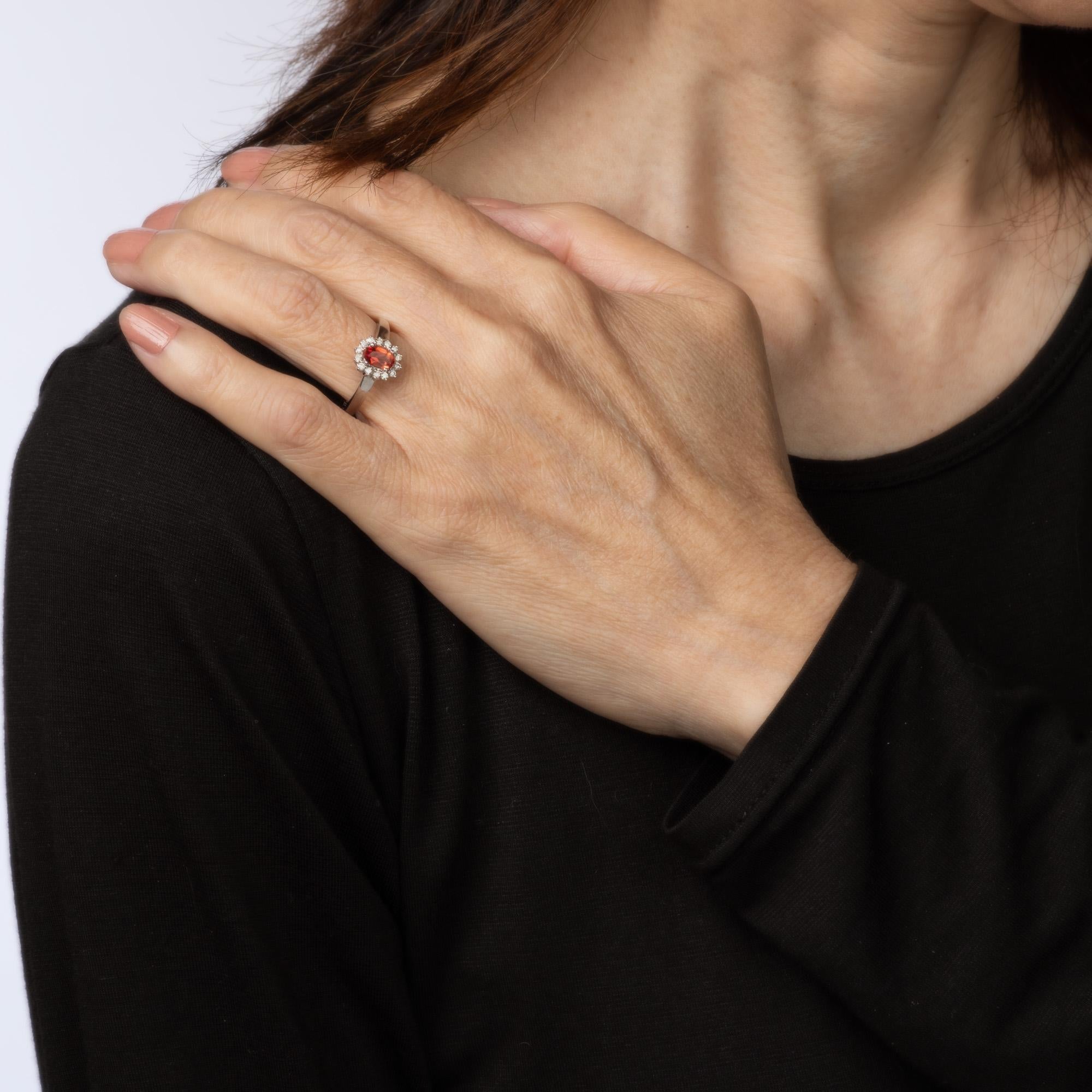 Orange Citrin Diamantring Prinzessin Nachlass 14k Weißgold Gr. 7 feiner Schmuck im Zustand „Gut“ im Angebot in Torrance, CA
