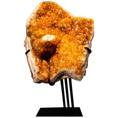 Racimo de Geoda de Citrino Naranja con Ojo de Estalactita e Inclusiones de Micro Calcita