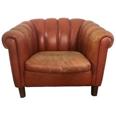 Orange Clamshell Club Chair from Sweden, 1930s