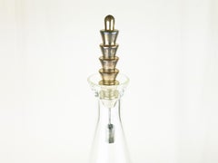 Muranoglas-Flasche mit Silberkork aus den 1990er Jahren in Hellbraun & Klar