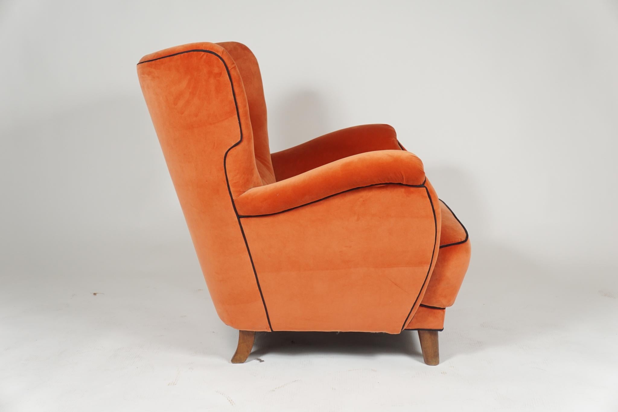 Scandinavian Modern Orange Club Chair