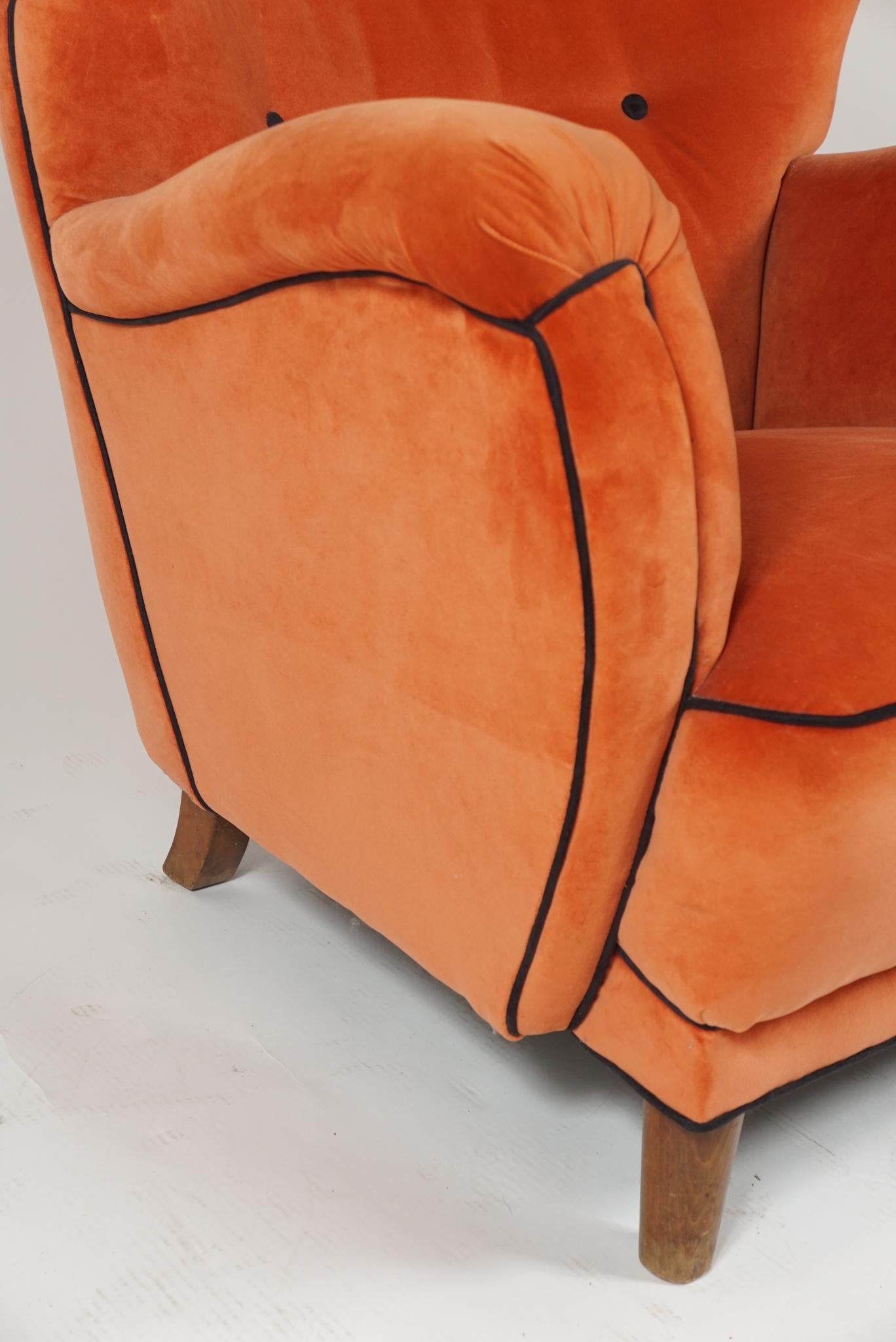 Velvet Orange Club Chair