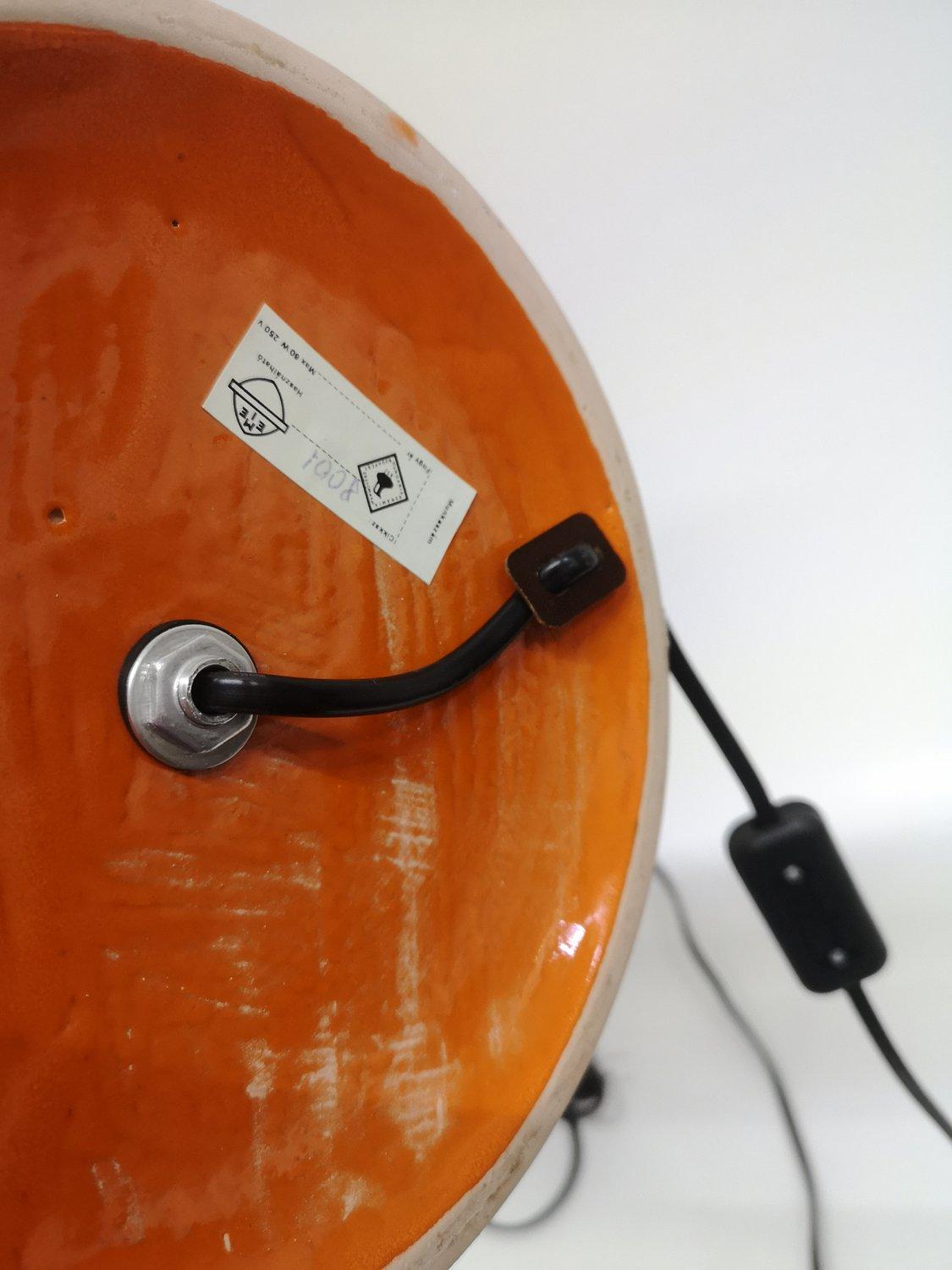 Orange color Mid-century ceramic table lamp with unique lamp shade (50087) In Good Condition For Sale In Budapest, HU