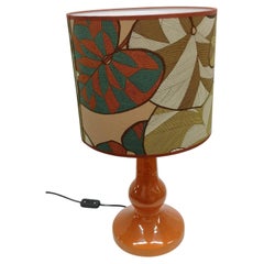 Orange color Mid-century ceramic table lamp with unique lamp shade (50087)