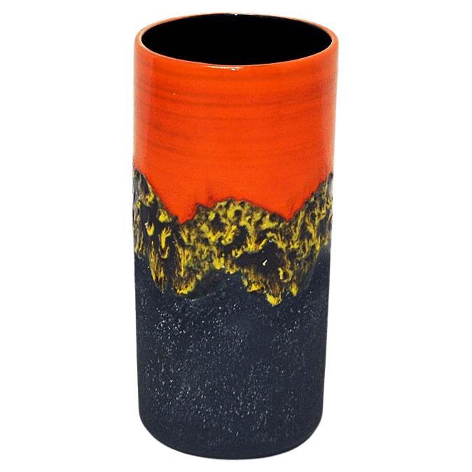 Vaso vintage in ceramica colorata arancione Germania Ovest anni '70