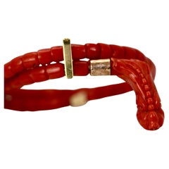 Orange Coral Snake Bracelet Double Wrap Adjustable